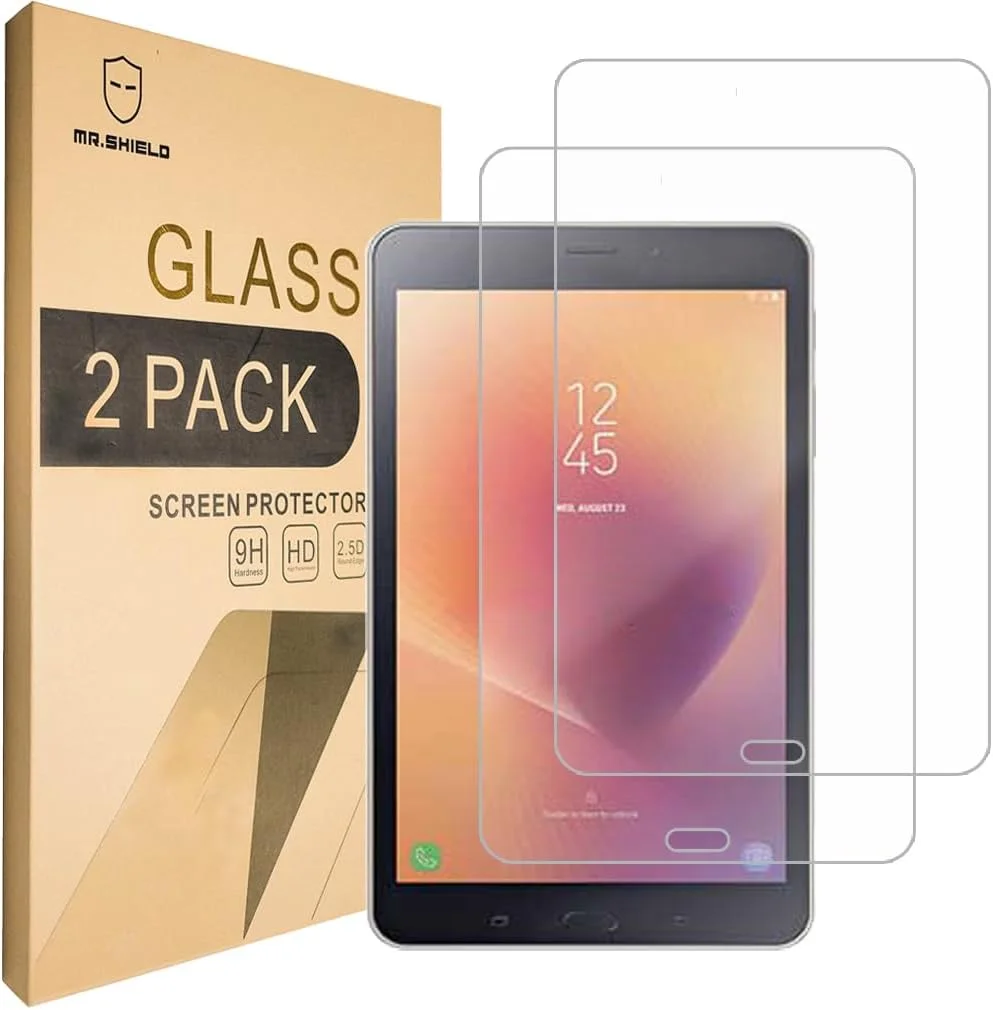 [بسته 2 عددی] محافظ صفحه نمایش شیشه ای حرارت دیده Mr Shield برای تبلت سامسونگ گلکسی تب A 8.0 اینچ [ضخامت 0.3 میلی متر، سختی 9H، لبه گرد 2.5D]