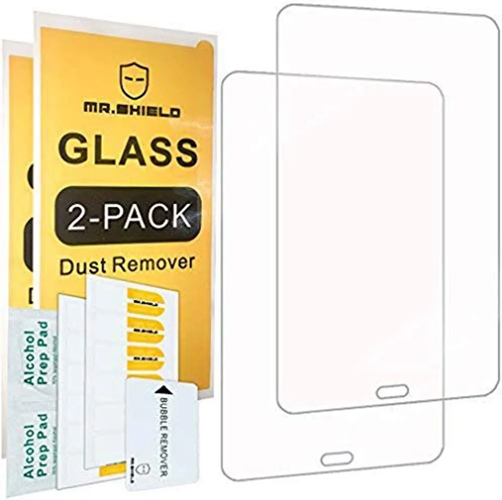 [بسته 2 عددی] محافظ صفحه نمایش شیشه ای حرارت دیده Mr Shield برای تبلت سامسونگ گلکسی تب A 8.0 اینچ [ضخامت 0.3 میلی متر، سختی 9H، لبه گرد 2.5D]