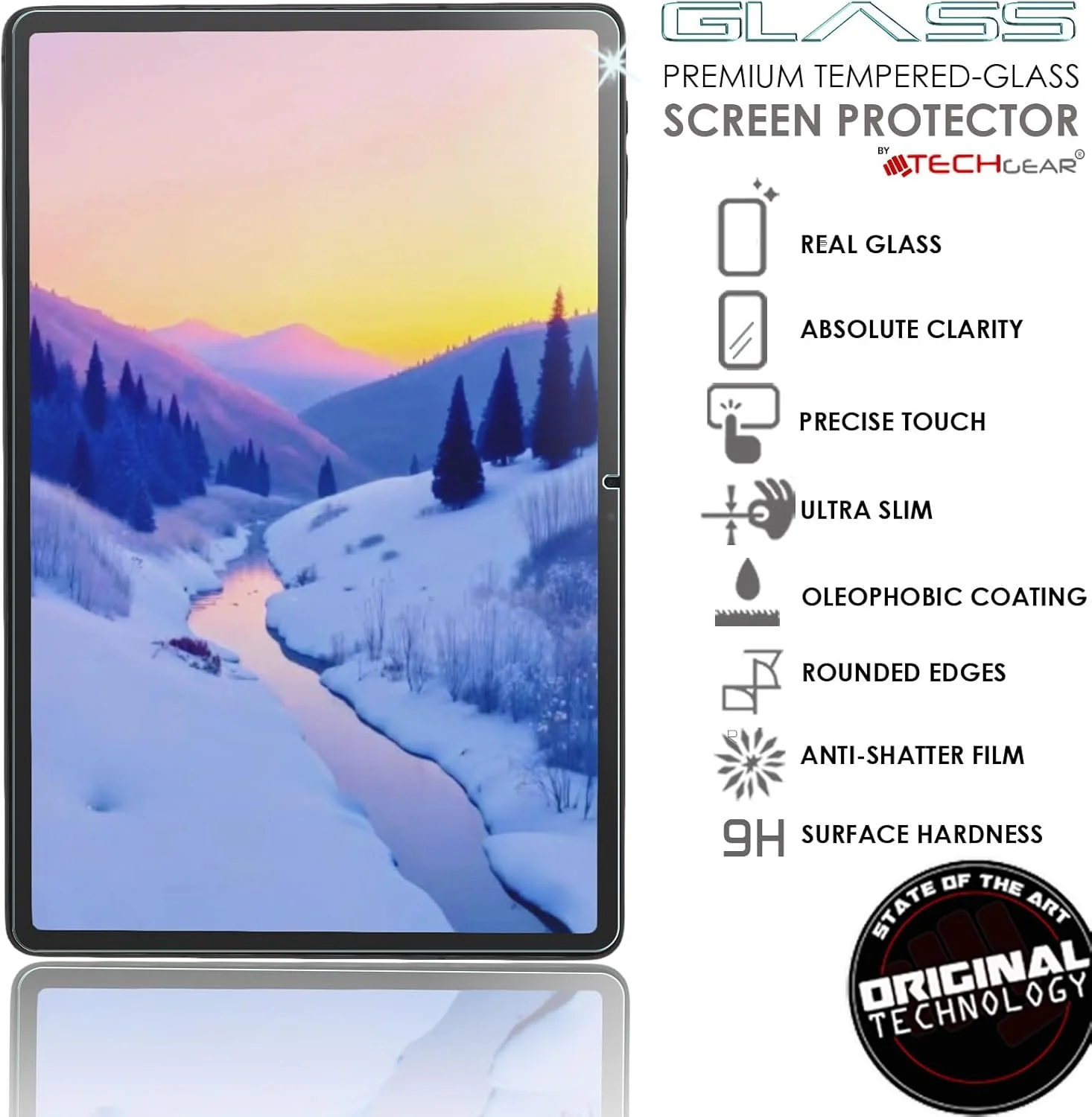 محافظ صفحه نمایش شیشه ای حرارت دیده TECHGEAR برای تبلت سامسونگ گلکسی تب S9 FE 2023 11 اینچ SM-X510 / SM-X516، وضوح HD، بدون حباب