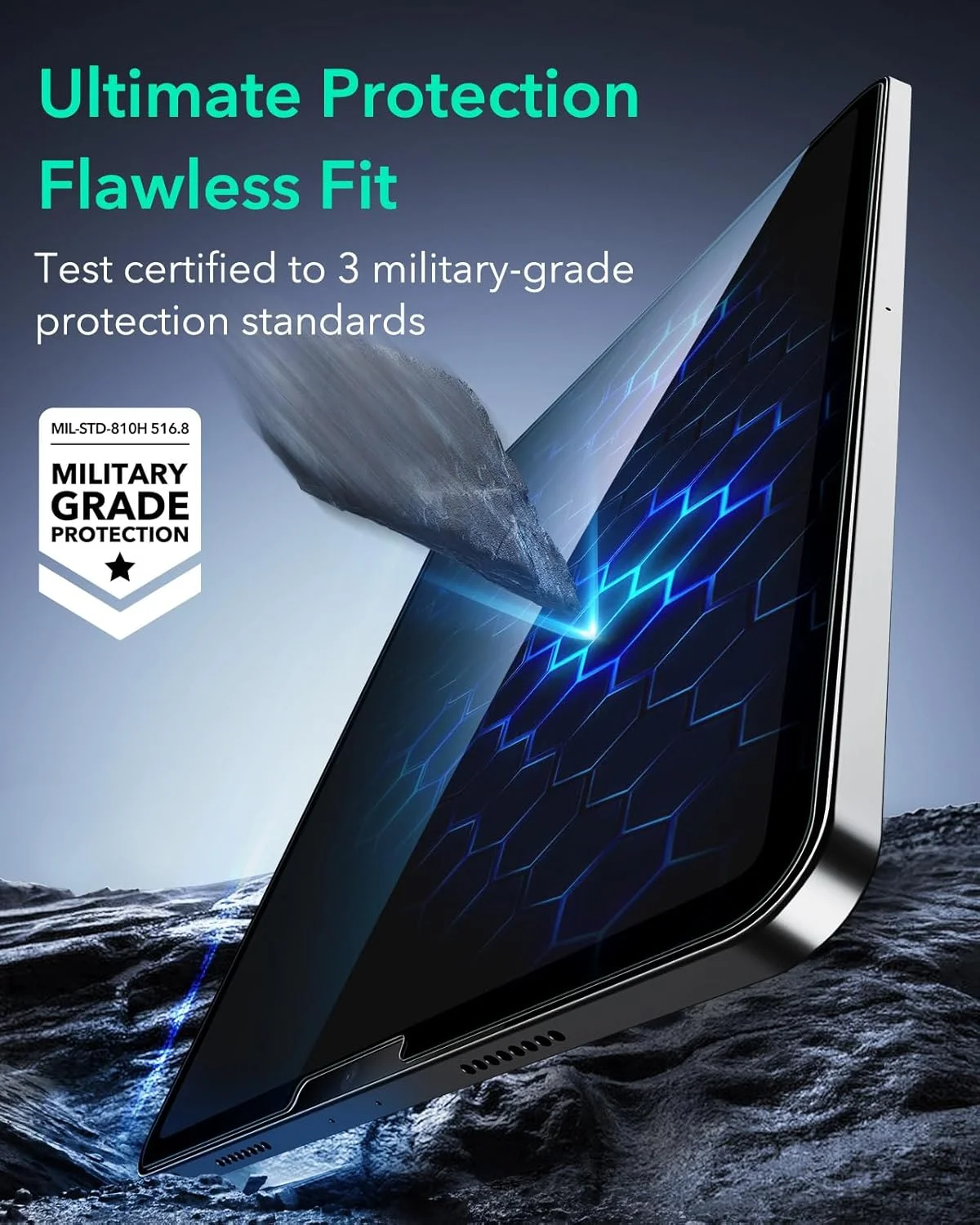 محافظ صفحه نمایش شیشه ای ESR برای آیپد پرو 12.9 اینچ (2022/2021/2020/2018)، فیلم شیشه حرارت دیده با سینی نصب آسان، محافظت درجه نظامی، مقاوم در برابر خراش، وضوح HD، سری Armorite، بسته 2 عددی