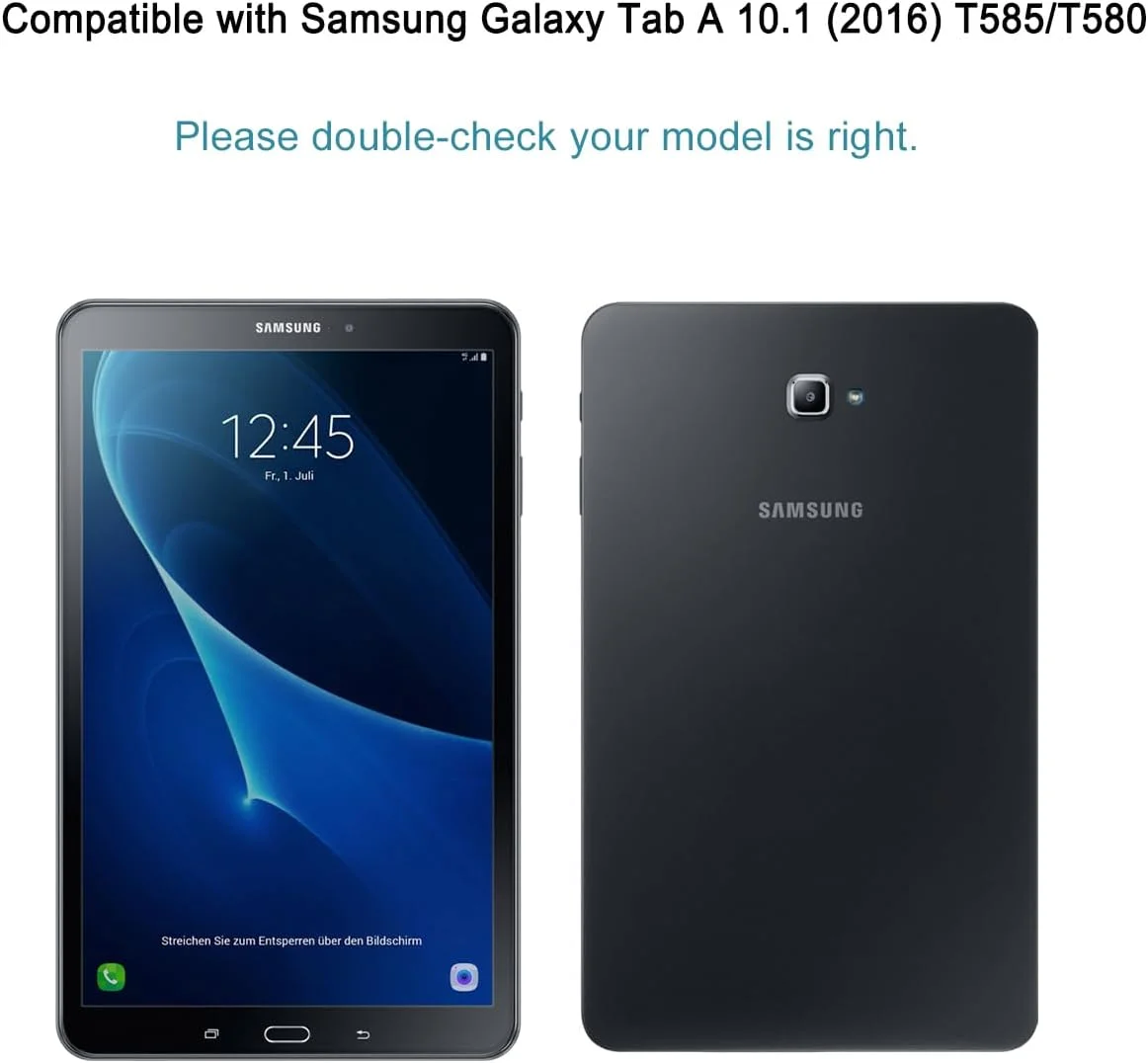 محافظ صفحه نمایش HYGMOCC برای تبلت سامسونگ گلکسی تب A 10.1 SM-T580/T585 [2016]، فیلم شیشه ای حرارت دیده، سختی 9H، ضد خش، سازگار با قاب، بدون حباب (2 عدد)