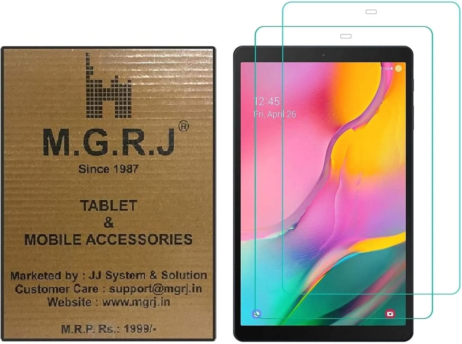 محافظ صفحه نمایش شیشه ای حرارت دیده M.G.R.J® برای تبلت سامسونگ Tab A 10.1 اینچ 2019 (T510/T515) (بسته 2 عددی)