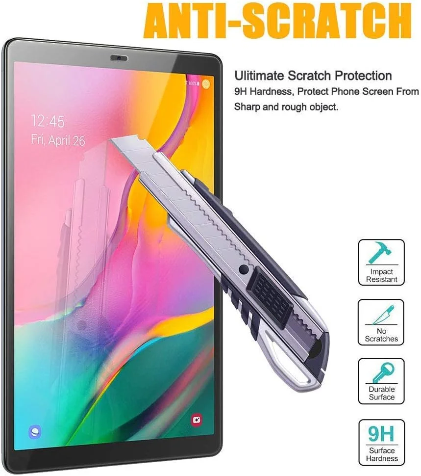 محافظ صفحه نمایش شیشه ای حرارت دیده M.G.R.J® برای تبلت سامسونگ Tab A 10.1 اینچ 2019 (T510/T515) (بسته 2 عددی)