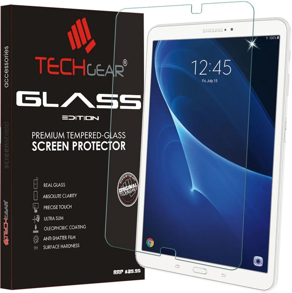 محافظ صفحه نمایش شیشه ای TECHGEAR GLASS Edition مناسب برای تبلت سامسونگ گلکسی تب A 10.1 اینچ 2018/2016 (سری T580) - پوشش محافظ صفحه نمایش شیشه ای حرارت دیده اصلی
