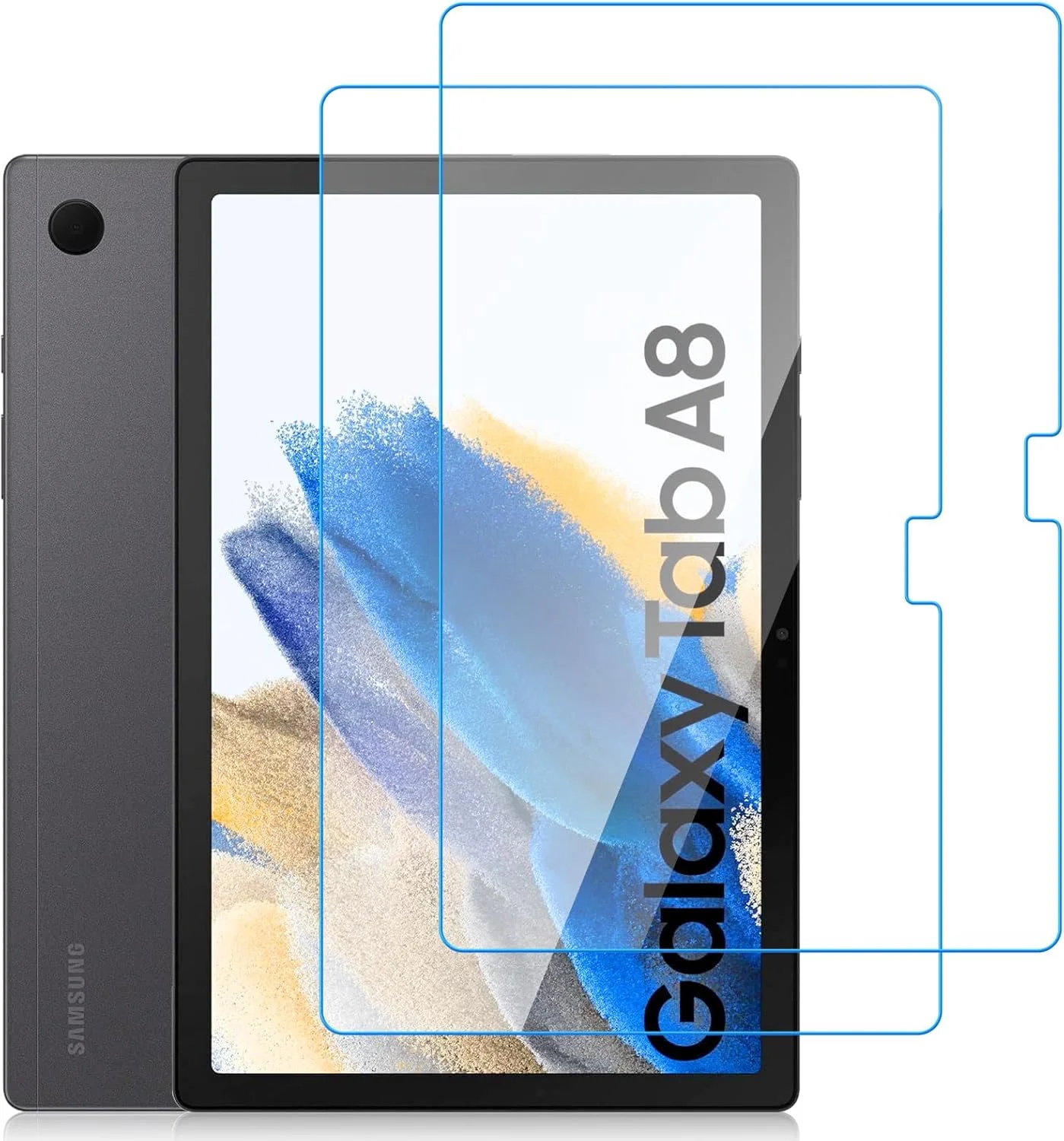 محافظ صفحه نمایش شیشه ای [2 عددی] سازگار با تبلت سامسونگ گلکسی تب A8 10.5 اینچی مدل SM-X200/X205، محافظ صفحه نمایش شیشه ای پریمیوم با [9H] [فوق العاده شفاف] [ضد خش]، سازگار با قاب - شفاف