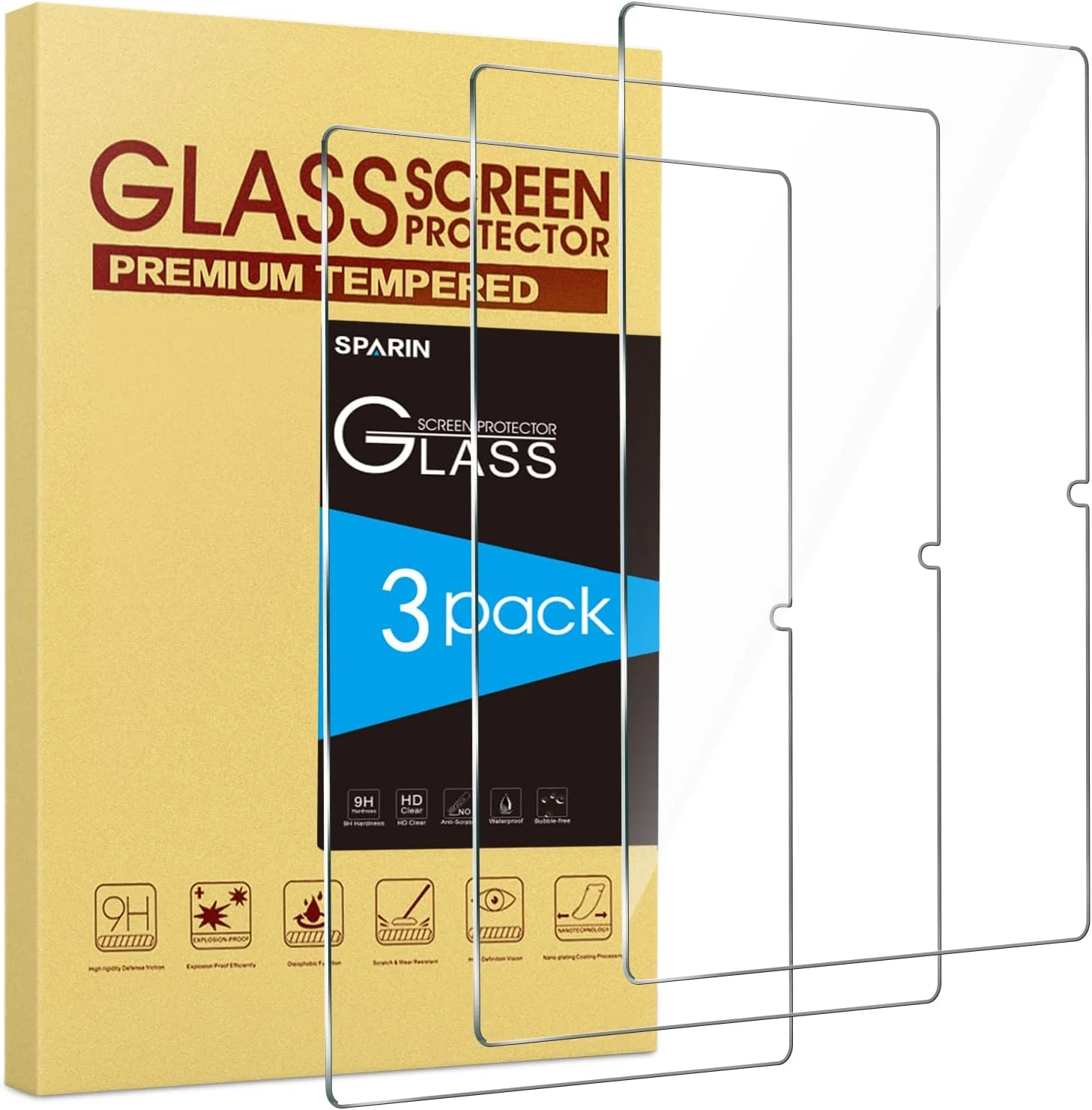 محافظ صفحه نمایش SPARIN برای Samsung Galaxy Tab A8، بسته 3 عددی محافظ صفحه شیشه ای حرارت دیده برای Galaxy Tab A8 10.5 اینچی، ضد خش