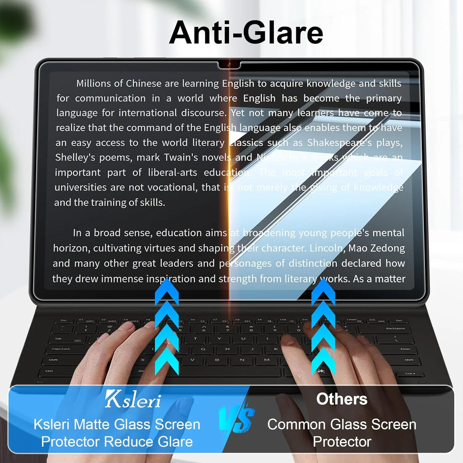 محافظ صفحه نمایش مات شیشه ای Ksleri بسته 2 عددی مناسب برای تبلت سامسونگ گلکسی تب A9 پلاس/A9+ 5G 11 اینچی مدل 2023 (SM-X210/X216/X218) (غیر حریم خصوصی) ضد انعکاس نور و ضد اثر انگشت، شیشه حرارت دیده به همراه قاب نصب