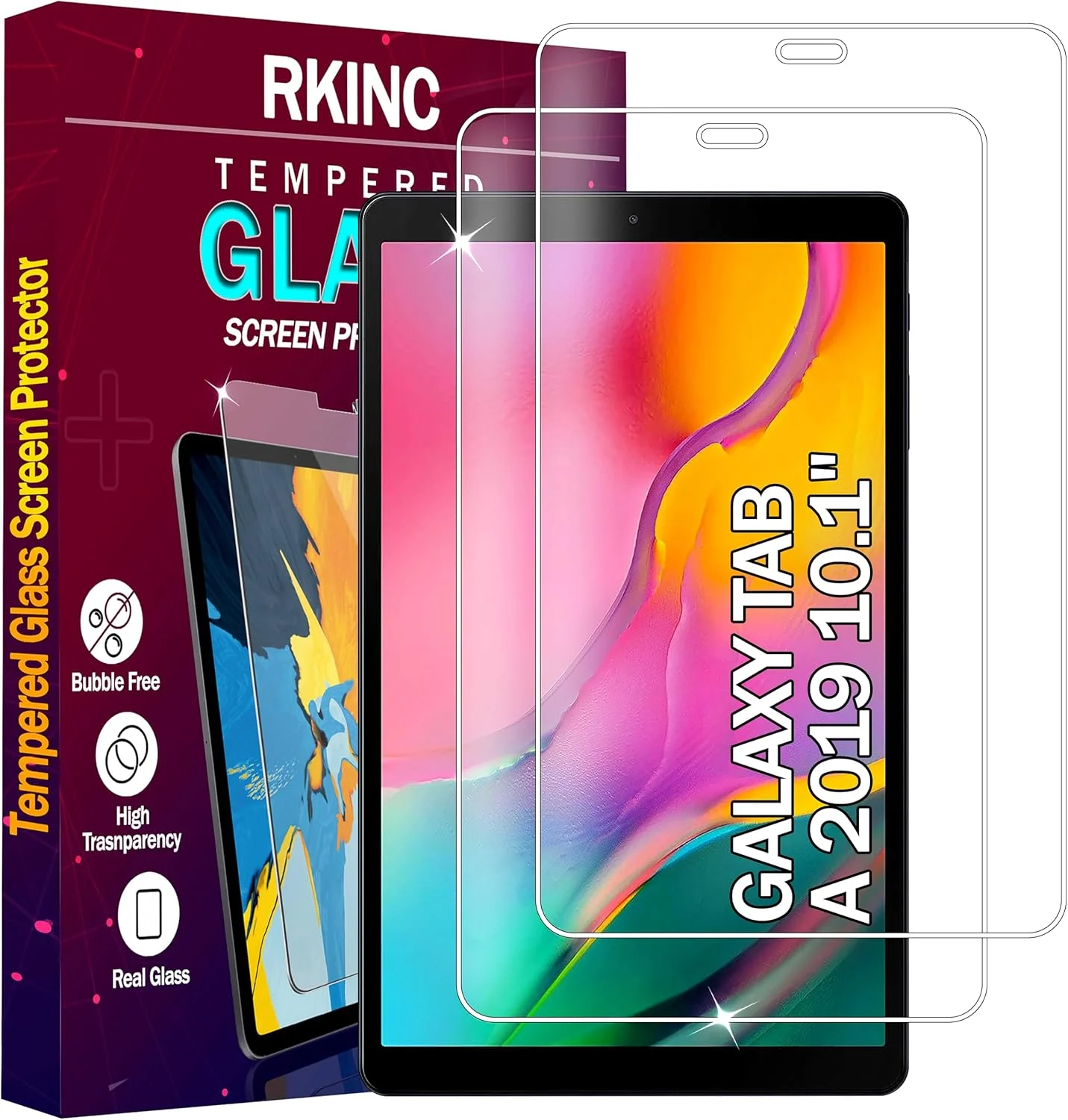 محافظ صفحه نمایش شیشه ای RKINC بسته 2 عددی مناسب برای تبلت سامسونگ گلکسی تب A 2019 10.1 اینچ (SM-T510 SM-T515)، محافظ صفحه نمایش HD، ضخامت 0.33 میلی متر، مقاوم در برابر خراش، بدون حباب محافظ صفحه نمایش شیشه ای RKINC بسته 2 عددی مناسب برای تبلت سامسونگ گلکسی تب A 2019 10.1 اینچ (SM-T510 SM-T515)، محافظ صفحه نمایش HD، ضخامت 0.33 میلی متر، مقاوم در برابر خراش، بدون حباب
