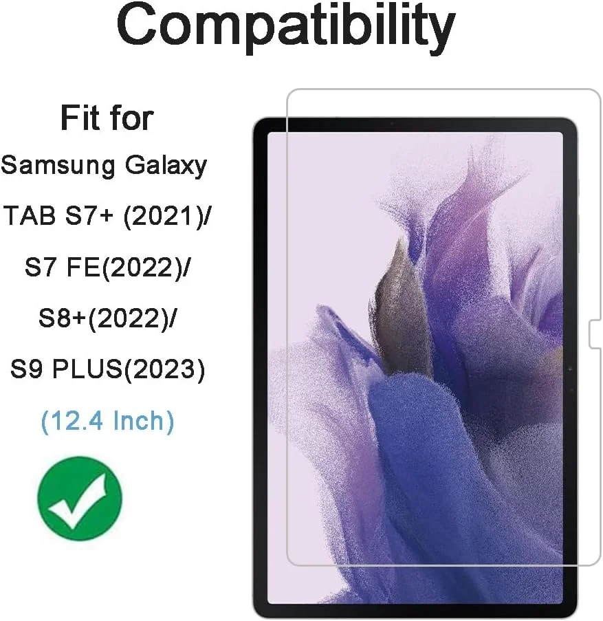 محافظ صفحه نمایش HYGAMOCC برای تبلت سامسونگ گلکسی تب S7 FE 5G/S9 FE Plus/S9 Plus/S8 Plus سایز 12.4 اینچ، فیلم شیشه ای حرارت دیده ضد خش، بدون حباب، کیفیت بالا