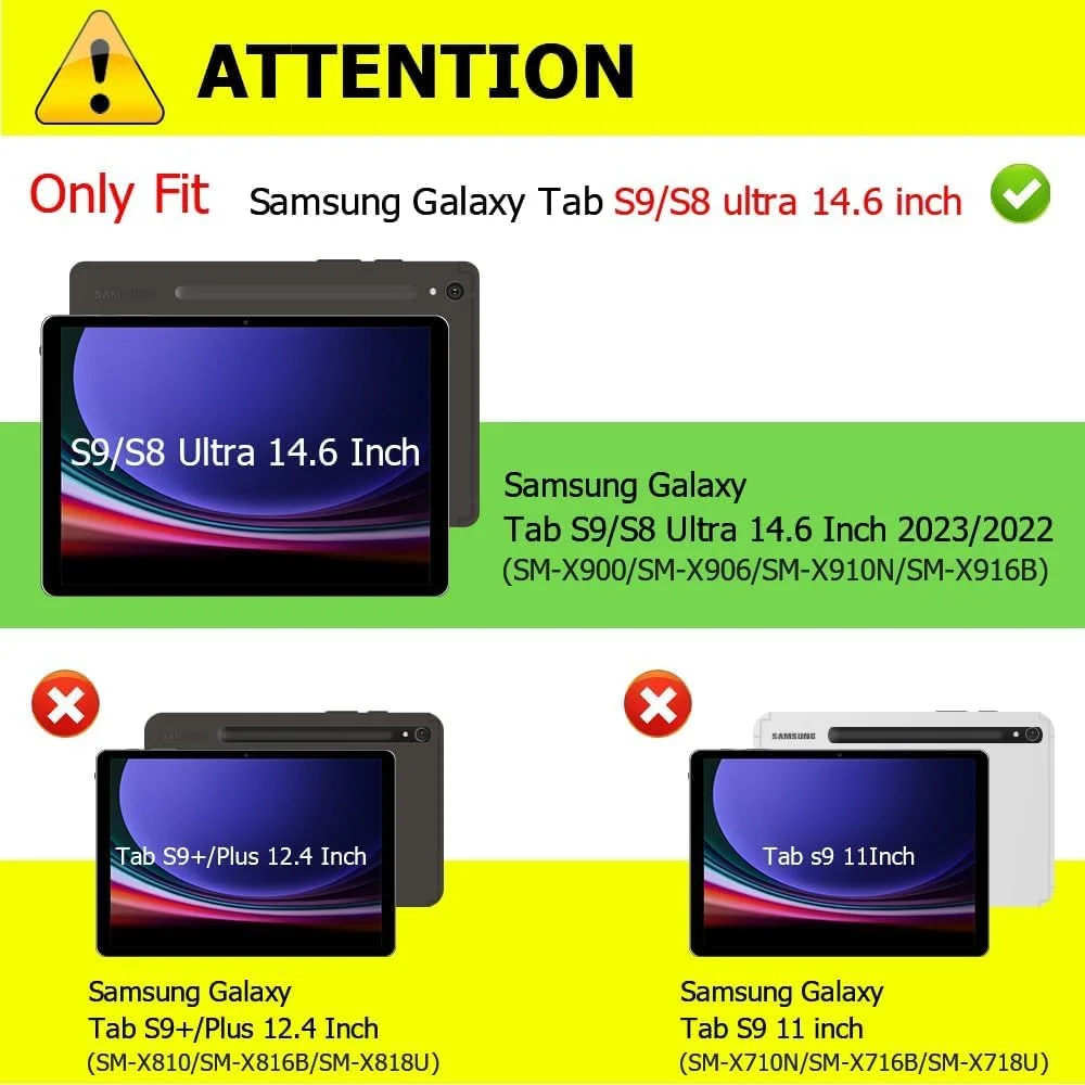 (2 عدد) محافظ صفحه نمایش برای تبلت سامسونگ گلکسی تب S9 Ultra 2023/تب S8 Ultra 2022 (14.6 اینچ)، شیشه حرارت دیده با سختی 9H، لبه 2.5D، فوق العاده شفاف، ضد خش، (نصب آسان - ضد خش)