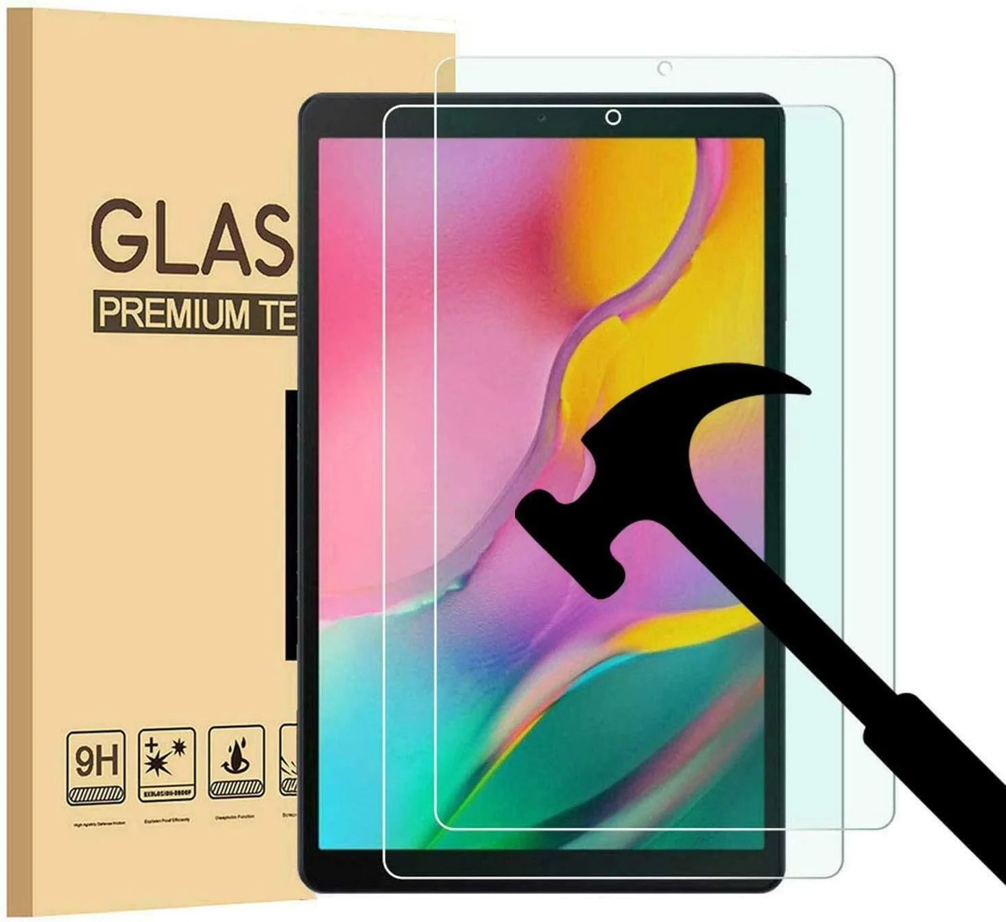 محافظ صفحه نمایش [بسته 2 عددی] با وضوح بالا و سختی 9H شیشه حرارت دیده برای تبلت سامسونگ گلکسی تب A 10.1 اینچ مدل 2019 - T510 / T515 / ضد خش / بدون حباب