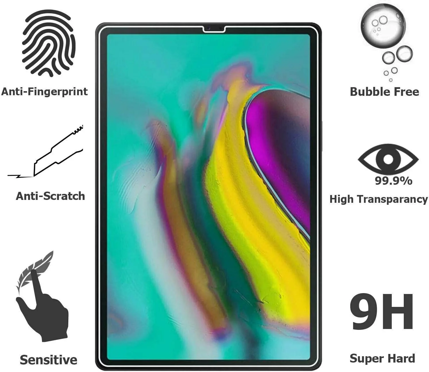 محافظ صفحه نمایش [بسته 2 عددی] با وضوح بالا و سختی 9H شیشه حرارت دیده برای تبلت سامسونگ گلکسی تب A 10.1 اینچ مدل 2019 - T510 / T515 / ضد خش / بدون حباب