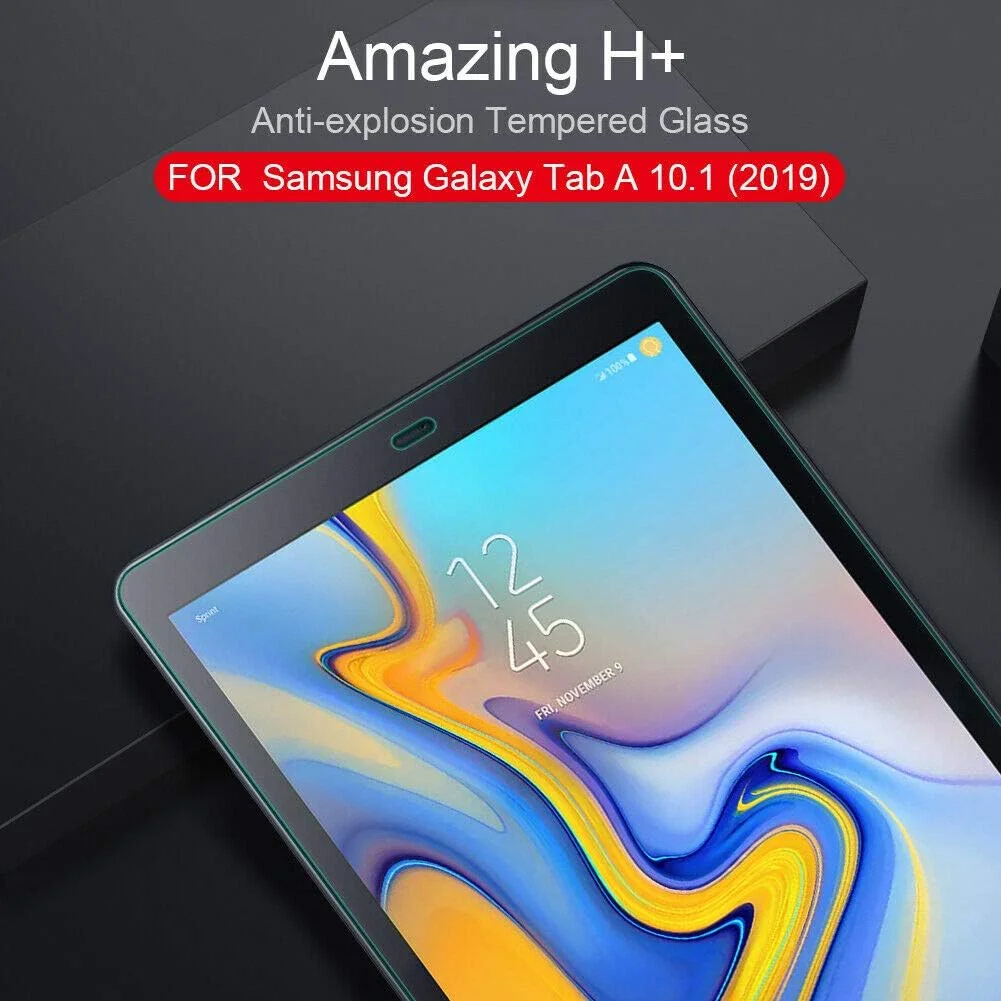 محافظ صفحه نمایش [بسته 2 عددی] با وضوح بالا و سختی 9H شیشه حرارت دیده برای تبلت سامسونگ گلکسی تب A 10.1 اینچ مدل 2019 - T510 / T515 / ضد خش / بدون حباب
