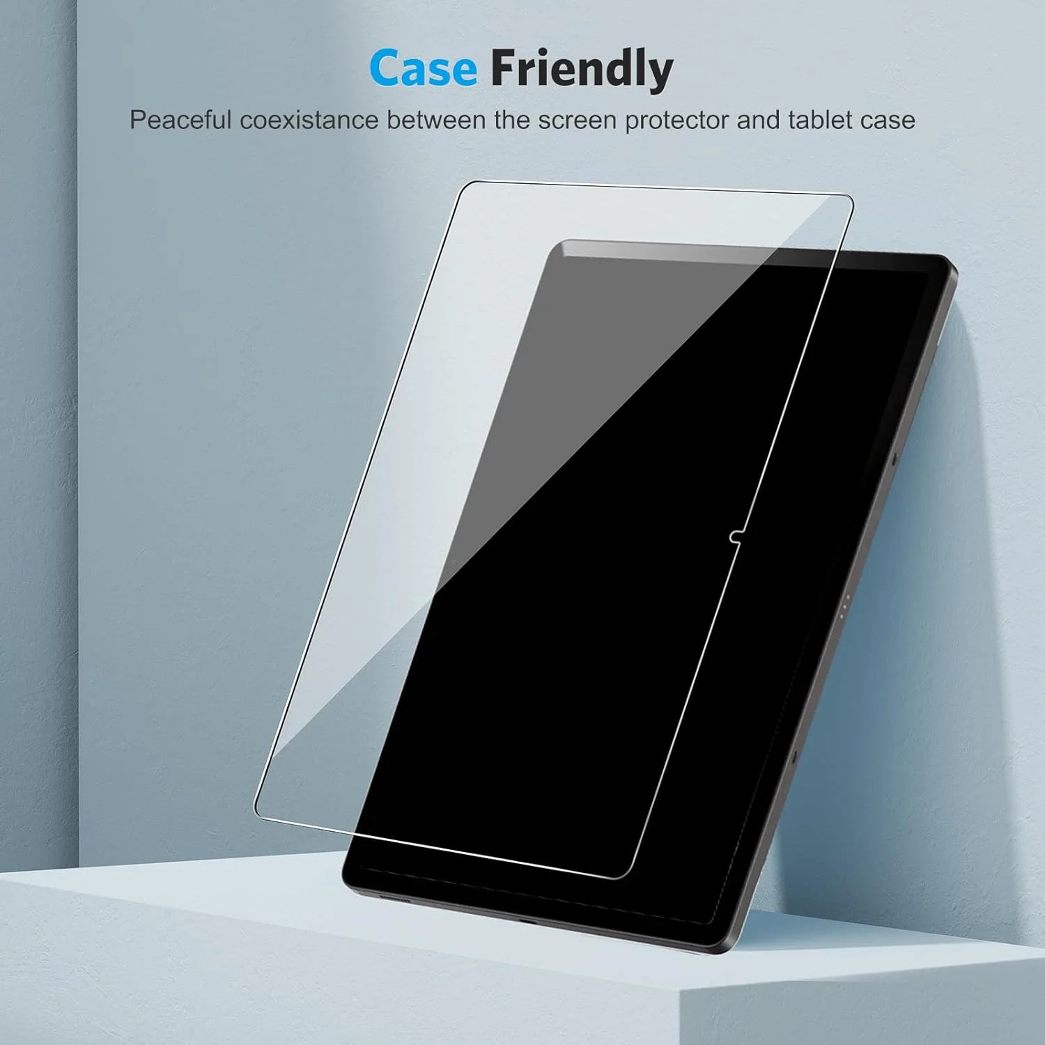 محافظ صفحه نمایش شیشه ای حرارت دیده OMOTON سازگار با Samsung Galaxy Tab A9 Plus، فیلم محافظ صفحه نمایش با سختی 9H سازگار با Samsung Tab A9 Plus/A9+، همراه با قاب نصب، ضد خش