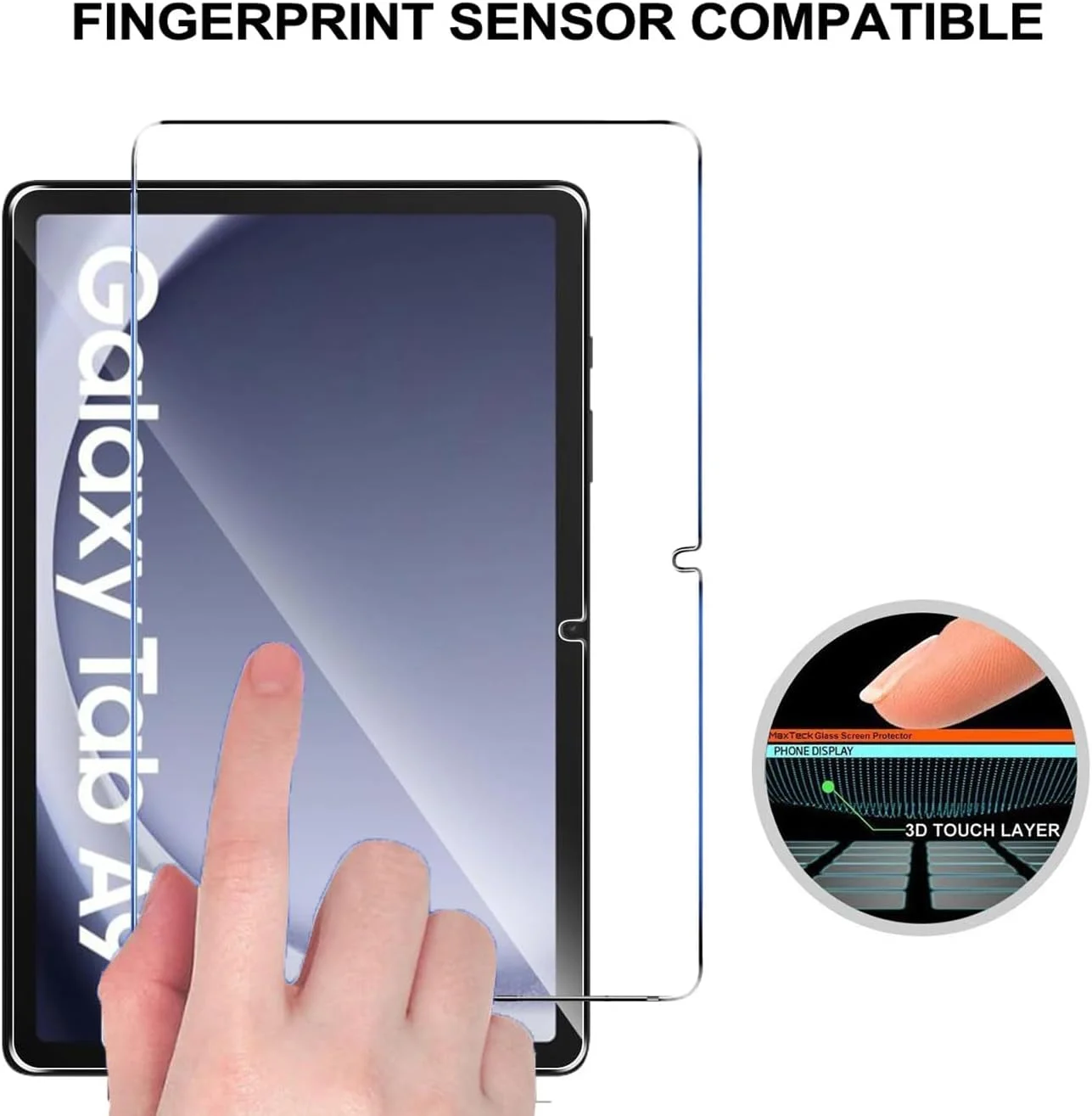 محافظ صفحه نمایش Micnos سازگار با تبلت سامسونگ Tab A9 Plus 11 اینچ (2023)، فیلم شیشه ای، سختی 9H، ضد خش، ضد روغن، ضد حباب، لبه گرد 2.5D [بسته 3 عددی]