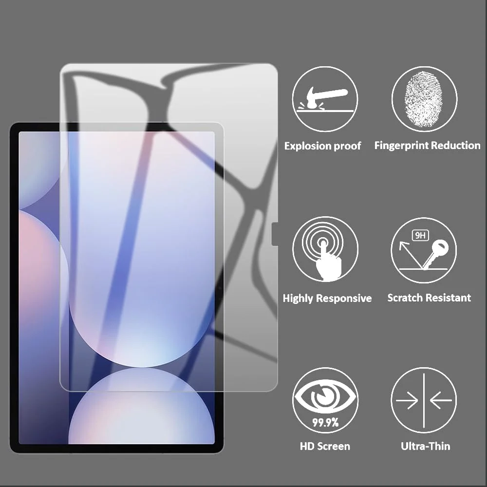 محافظ صفحه نمایش FiiMoo برای Samsung Galaxy Tab S10+، سازگار با شیشه حرارت دیده Galaxy Tab S10+، وضوح HD با سختی 9H، ضد خش، بدون حباب، فیلم محافظ صفحه نمایش