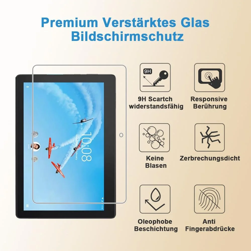 محافظ صفحه نمایش شیشه ای حرارت دیده Shunwige Samsung TAB 10.1 E10، فیلم حرارت دیده با وضوح بالا، سختی 9H، ضد خش، حساس به لمس، محافظت در برابر سقوط