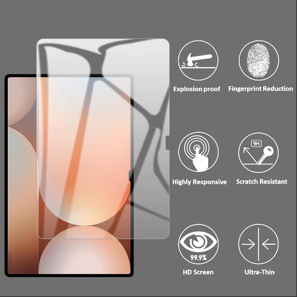 محافظ صفحه نمایش شیشه ای حرارت دیده FiiMoo سازگار با Samsung Galaxy Tab S10 Ultra، محافظ صفحه نمایش سازگار با Samsung Galaxy Tab S10 Ultra، سختی 9H، محافظ صفحه نمایش، شیشه ای حرارت دیده فوق العاده شفاف
