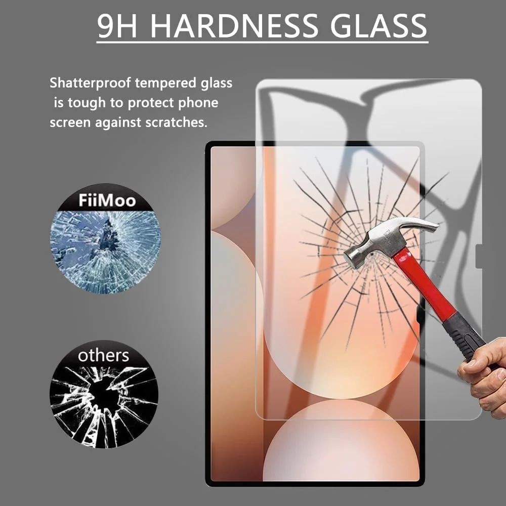 محافظ صفحه نمایش شیشه ای حرارت دیده FiiMoo سازگار با Samsung Galaxy Tab S10 Ultra، محافظ صفحه نمایش سازگار با Samsung Galaxy Tab S10 Ultra، سختی 9H، محافظ صفحه نمایش، شیشه ای حرارت دیده فوق العاده شفاف