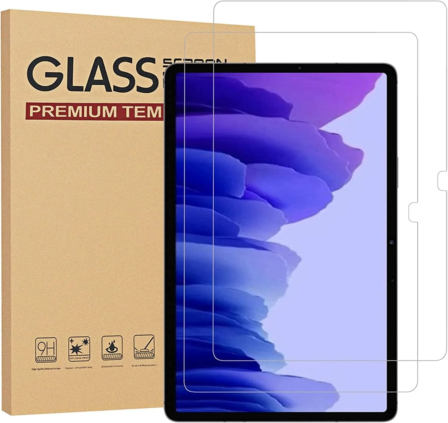 [بسته 2 عددی] محافظ صفحه نمایش برای سامسونگ گلکسی تب A7 10.4 2020 (-T500/T505/T507)، سختی 9H، سازگار با قاب، فوق العاده شفاف، حساس به لمس، فیلم شیشه ای حرارت دیده بدون حباب برای سامسونگ گلکسی تب A7