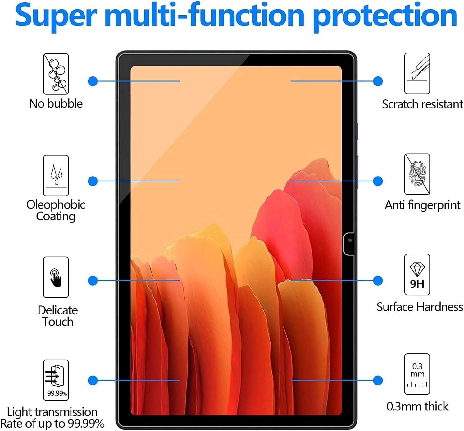 [بسته 2 عددی] محافظ صفحه نمایش برای سامسونگ گلکسی تب A7 10.4 2020 (-T500/T505/T507)، سختی 9H، سازگار با قاب، فوق العاده شفاف، حساس به لمس، فیلم شیشه ای حرارت دیده بدون حباب برای سامسونگ گلکسی تب A7