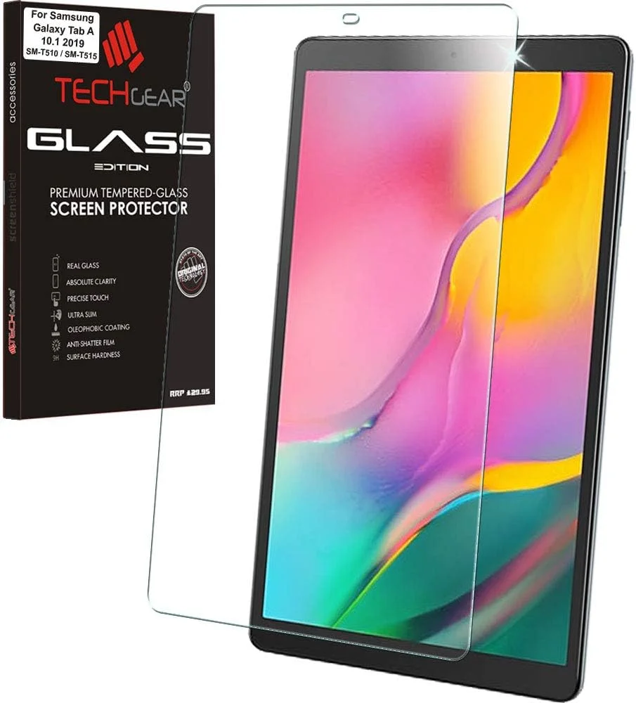 محافظ صفحه نمایش مات ضد تابش نور TECHGEAR سازگار با Samsung Galaxy Tab A 10.1" 2019 (-T510 Series) - نسخه شیشه ای مات، محافظ صفحه نمایش شیشه ای حرارت دیده