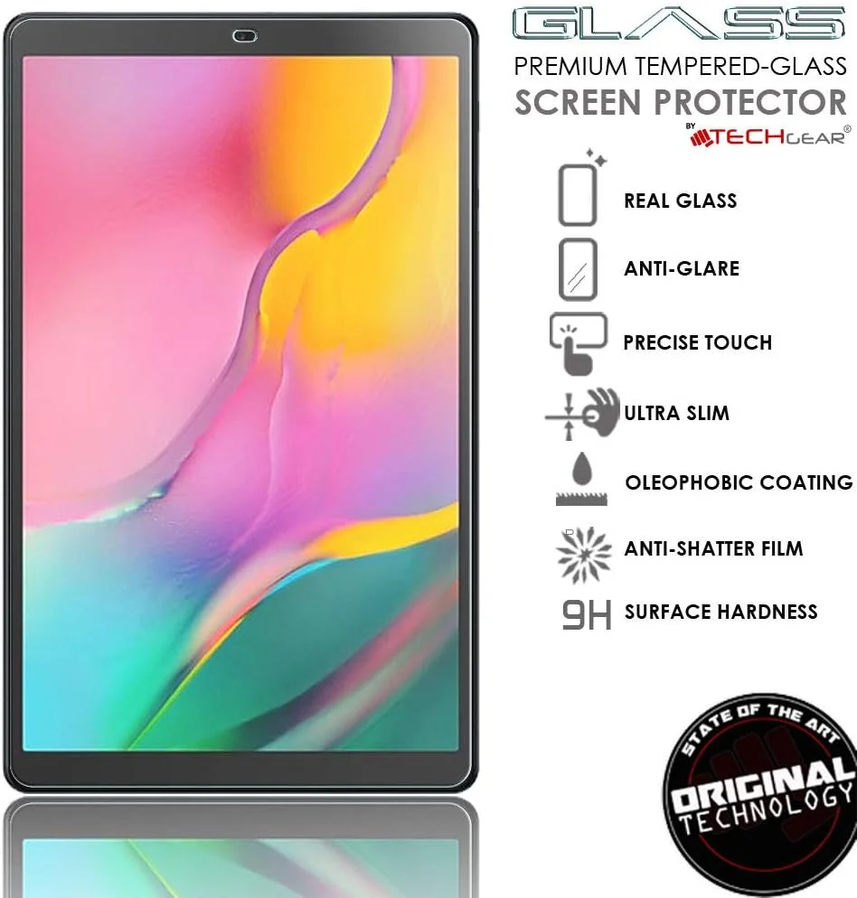 محافظ صفحه نمایش مات ضد تابش نور TECHGEAR سازگار با Samsung Galaxy Tab A 10.1" 2019 (-T510 Series) - نسخه شیشه ای مات، محافظ صفحه نمایش شیشه ای حرارت دیده
