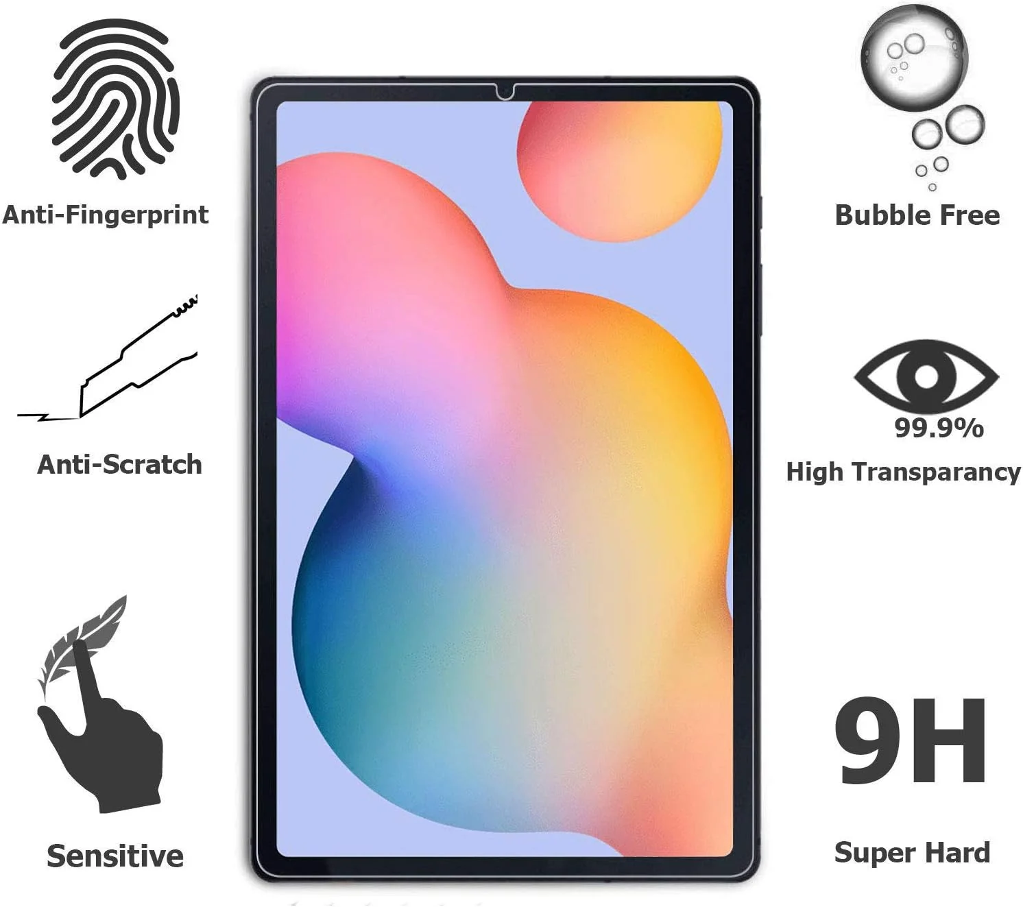 محافظ صفحه نمایش شیشه ای EpicGadget [بسته 2 عددی] برای تبلت سامسونگ گلکسی تب S6 Lite 10.4 اینچ - P610/P615 عرضه شده در سال 2020 - فیلم شیشه ای حرارت دیده / کیفیت بالا / سختی 9H