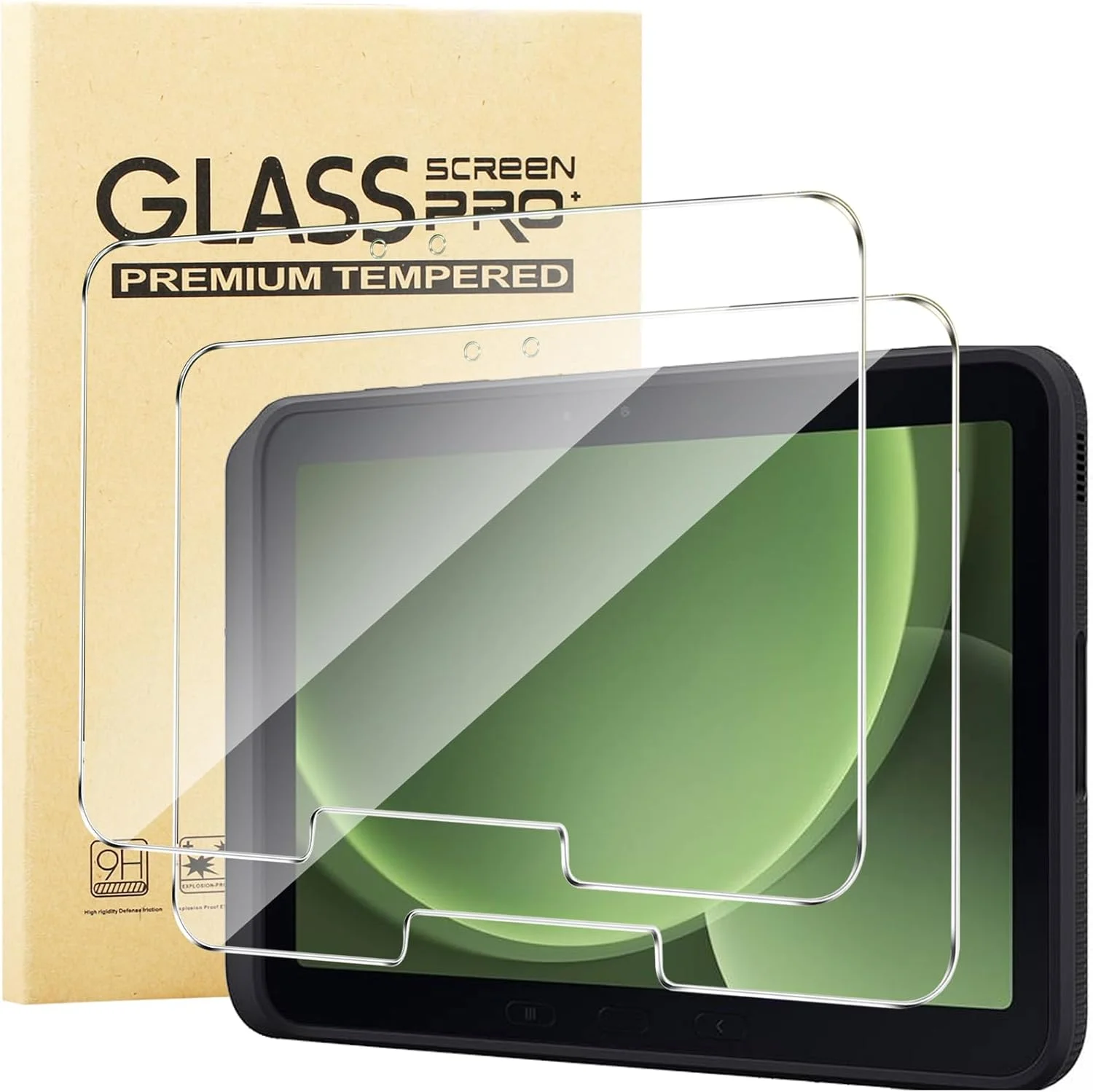 محافظ صفحه نمایش KUSINHOKA برای Samsung Galaxy Tab Active 5 Pro، بسته 2 عددی، سختی 9H، ضد خش، ضد اثر انگشت، محافظ صفحه نمایش شیشه ای حرارت دیده، ضد حباب، محافظ صفحه نمایش با حساسیت بالا