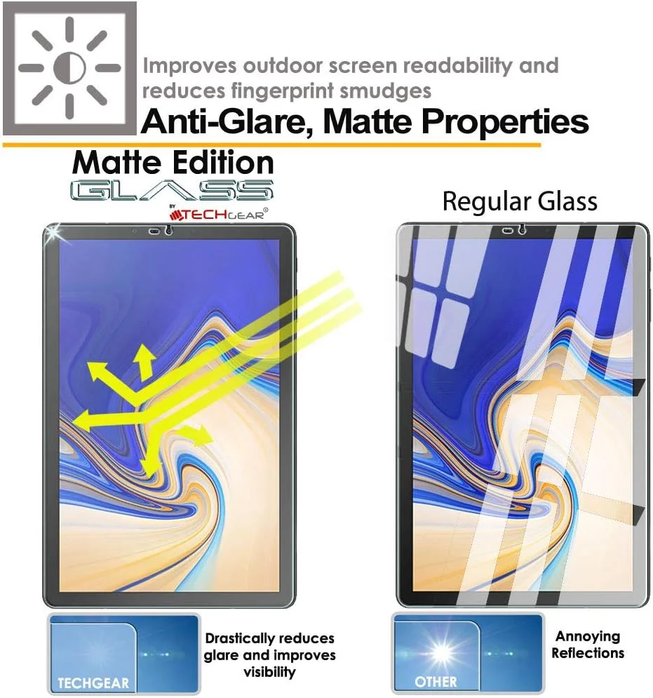 محافظ صفحه نمایش مات TECHGEAR سازگار با Samsung Galaxy Tab S4 10.5 اینچ (سری T830) - شیشه حرارت دیده واقعی