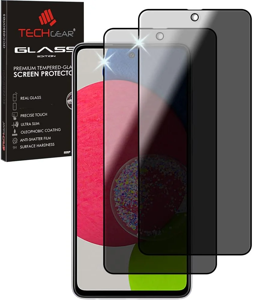 بسته 2 عددی محافظ صفحه نمایش حریم خصوصی TECHGEAR سازگار با Samsung Galaxy A53 5G / A52 5G - محافظ صفحه نمایش حریم خصوصی 3D Touch با پوشش کامل