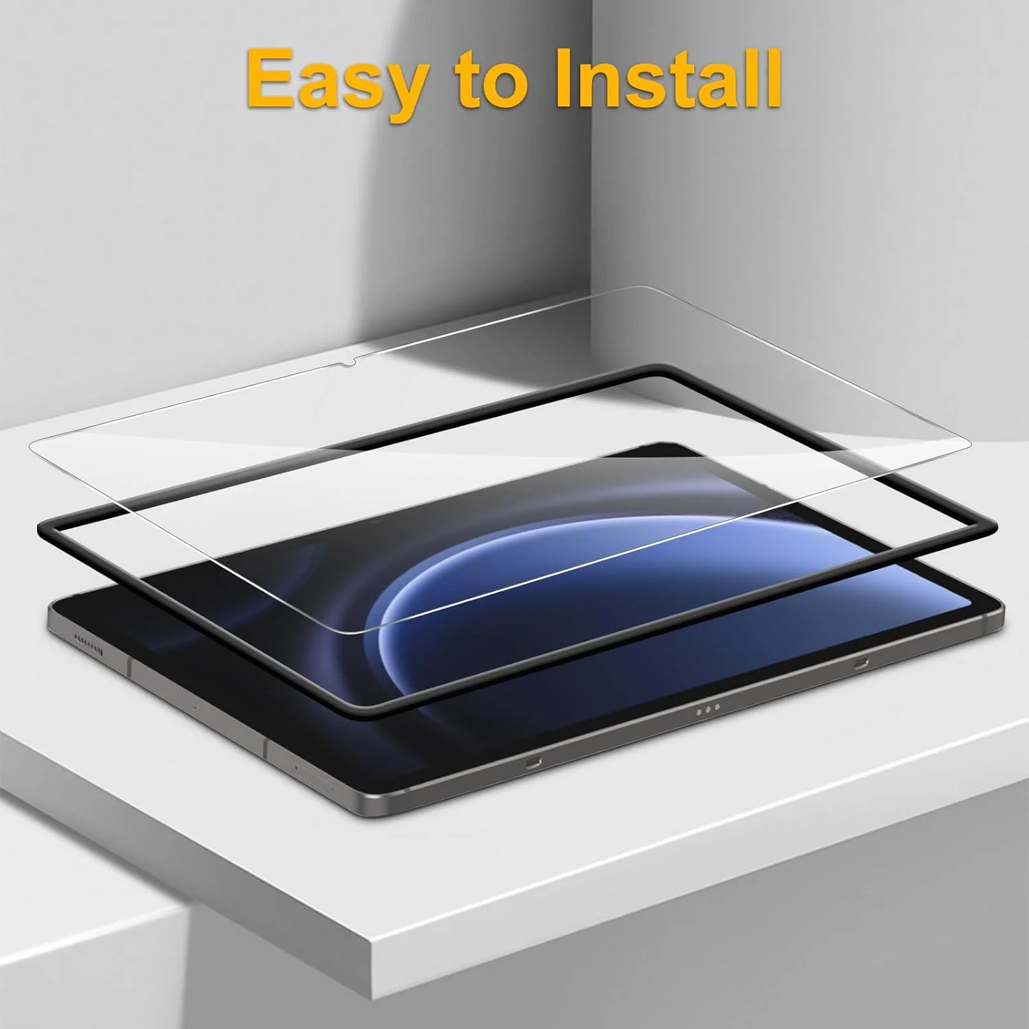 XunyLyee [بسته 2 عددی محافظ صفحه نمایش سازگار با Samsung Galaxy Tab S9 FE شیشه حرارت دیده، فیلم شیشه ای شفاف HD ضد خش و ضد حباب]