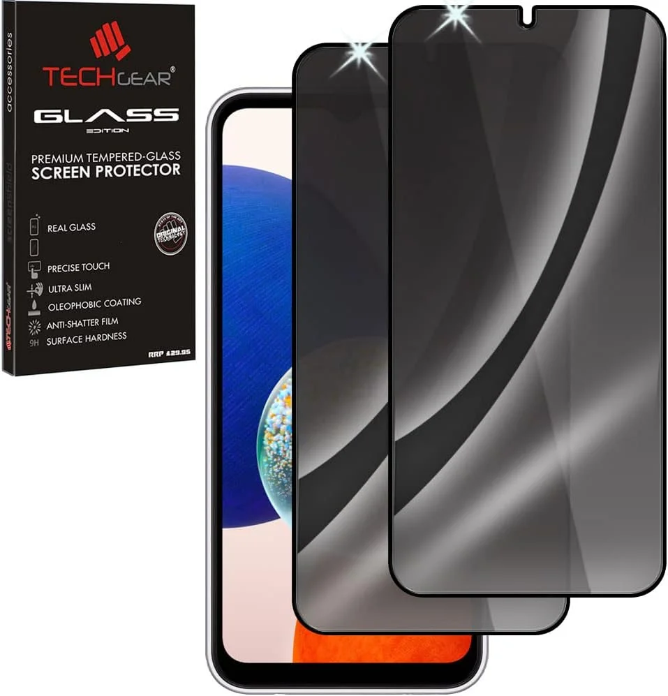 بسته 2 عددی محافظ صفحه نمایش حریم خصوصی TECHGEAR سازگار با Samsung Galaxy A14 / A14 5G - محافظ صفحه نمایش حریم خصوصی 3D Touch با پوشش کامل بسته 2 عددی محافظ صفحه نمایش حریم خصوصی TECHGEAR سازگار با Samsung Galaxy A14 / A14 5G - محافظ صفحه نمایش حریم خصوصی 3D Touch با پوشش کامل