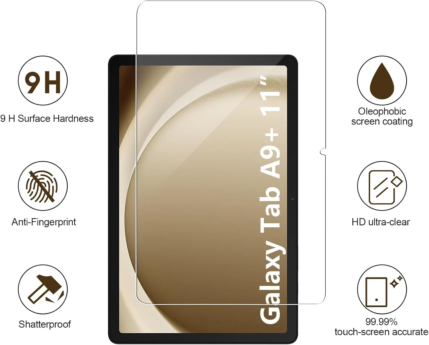 محافظ صفحه نمایش 2 عددی SIBEITU برای تبلت سامسونگ گلکسی تب A9 پلاس 2023، فیلم شیشه ای سخت تمپر شده با وضوح HD و سختی 9H برای گلکسی تب A9 پلاس، مقاوم در برابر خراش، حساس به لمس، بدون حباب