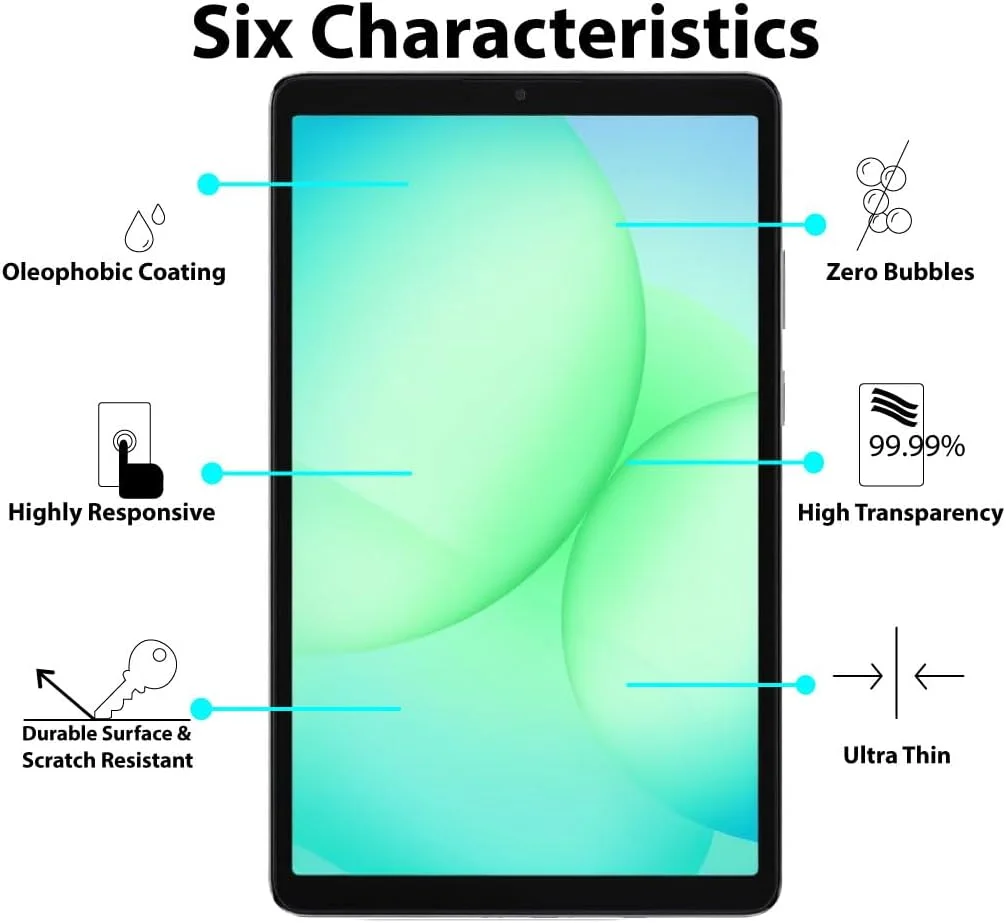 محافظ صفحه نمایش Al-HuTrusHi سازگار با Samsung Galaxy Tab A11 شیشه حرارت دیده [پوشش کامل HD] [نصب آسان] [مقاوم در برابر خراش] [سختی 9H] فیلم محافظ