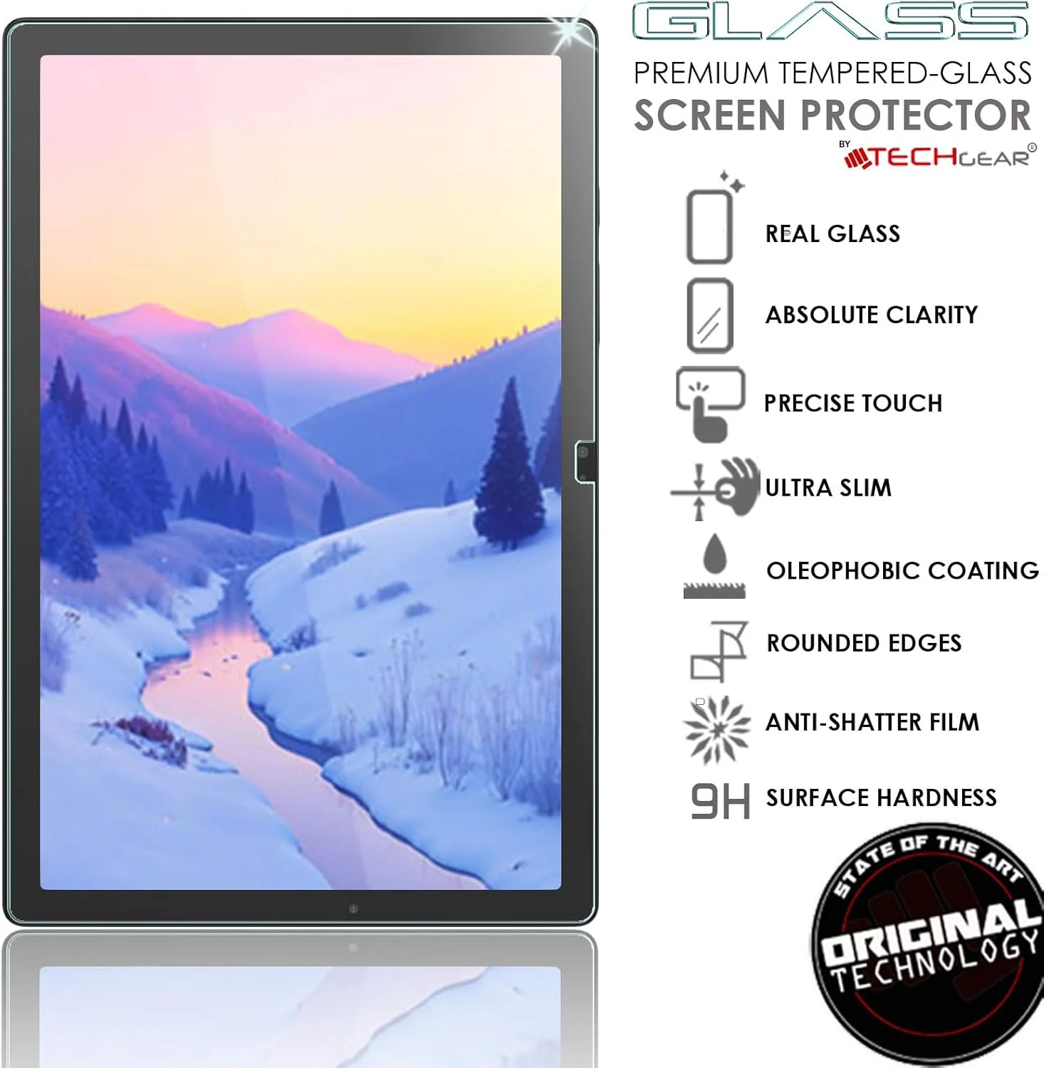 محافظ صفحه نمایش TECHGEAR برای گلکسی تب A8 10.5 اینچ (SM-X200 / SM-X205) محافظ صفحه نمایش شیشه ای حرارت دیده [سختی 9H] [شفافیت کریستالی] سازگار با سامسونگ گلکسی تب A8 2021