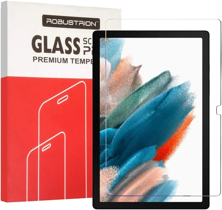 محافظ صفحه نمایش شیشه ای حرارت دیده مقاوم Robustrion [ضد خش و ضد لک] [بدون حباب] برای تبلت سامسونگ گلکسی تب A8 با صفحه نمایش 10.5 اینچ [SM-X200/X205/X207] مدل 2022
