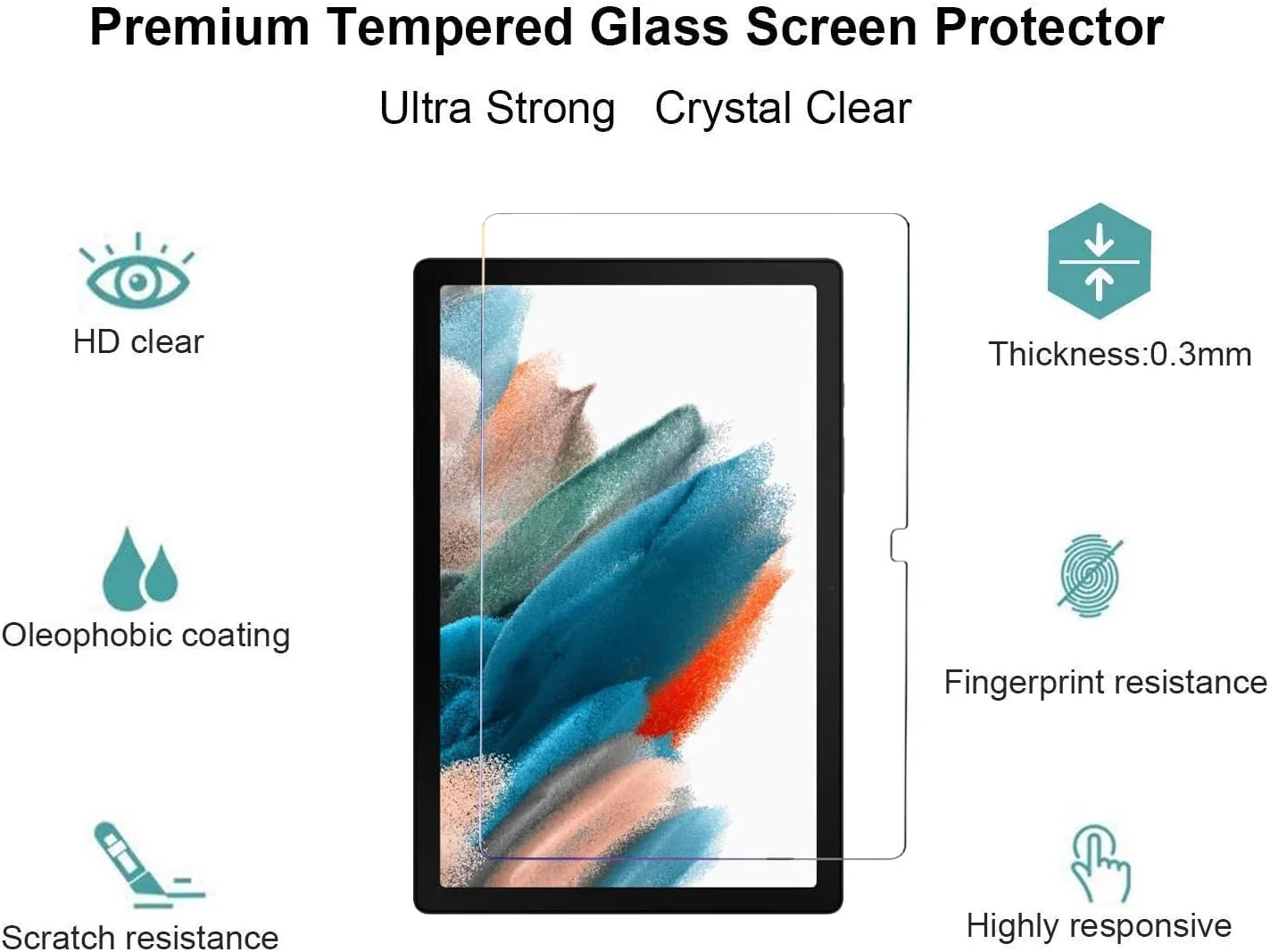 محافظ صفحه نمایش شیشه ای حرارت دیده مقاوم Robustrion [ضد خش و ضد لک] [بدون حباب] برای تبلت سامسونگ گلکسی تب A8 با صفحه نمایش 10.5 اینچ [SM-X200/X205/X207] مدل 2022