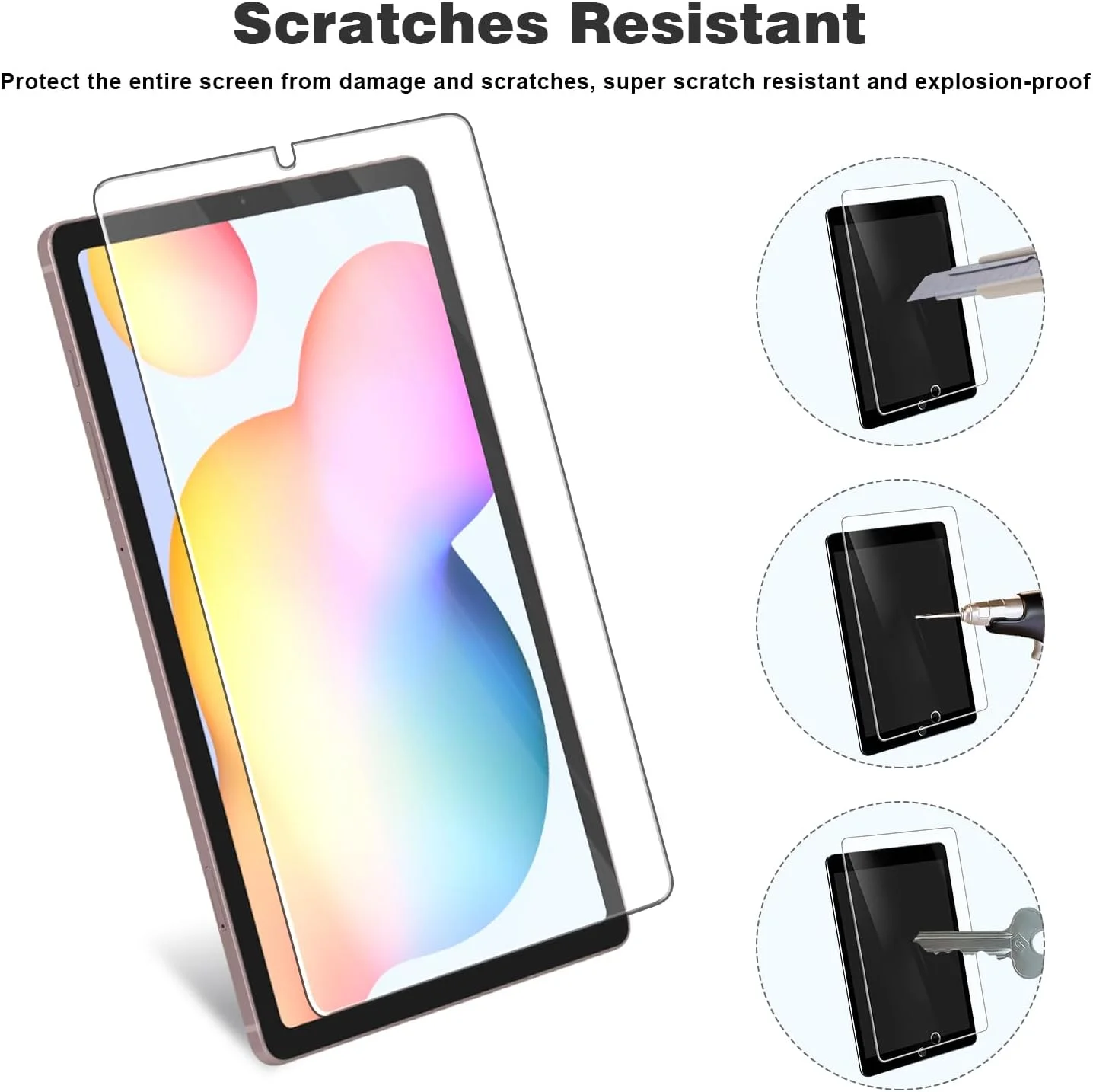 محافظ صفحه نمایش شیشه ای برای تبلت سامسونگ گلکسی تب S6 لایت 10.4 اینچ 2024/2022/2020 مدل SM-P620/P625/SM-P610/P615، سختی 9H، ضد خش و بدون حباب