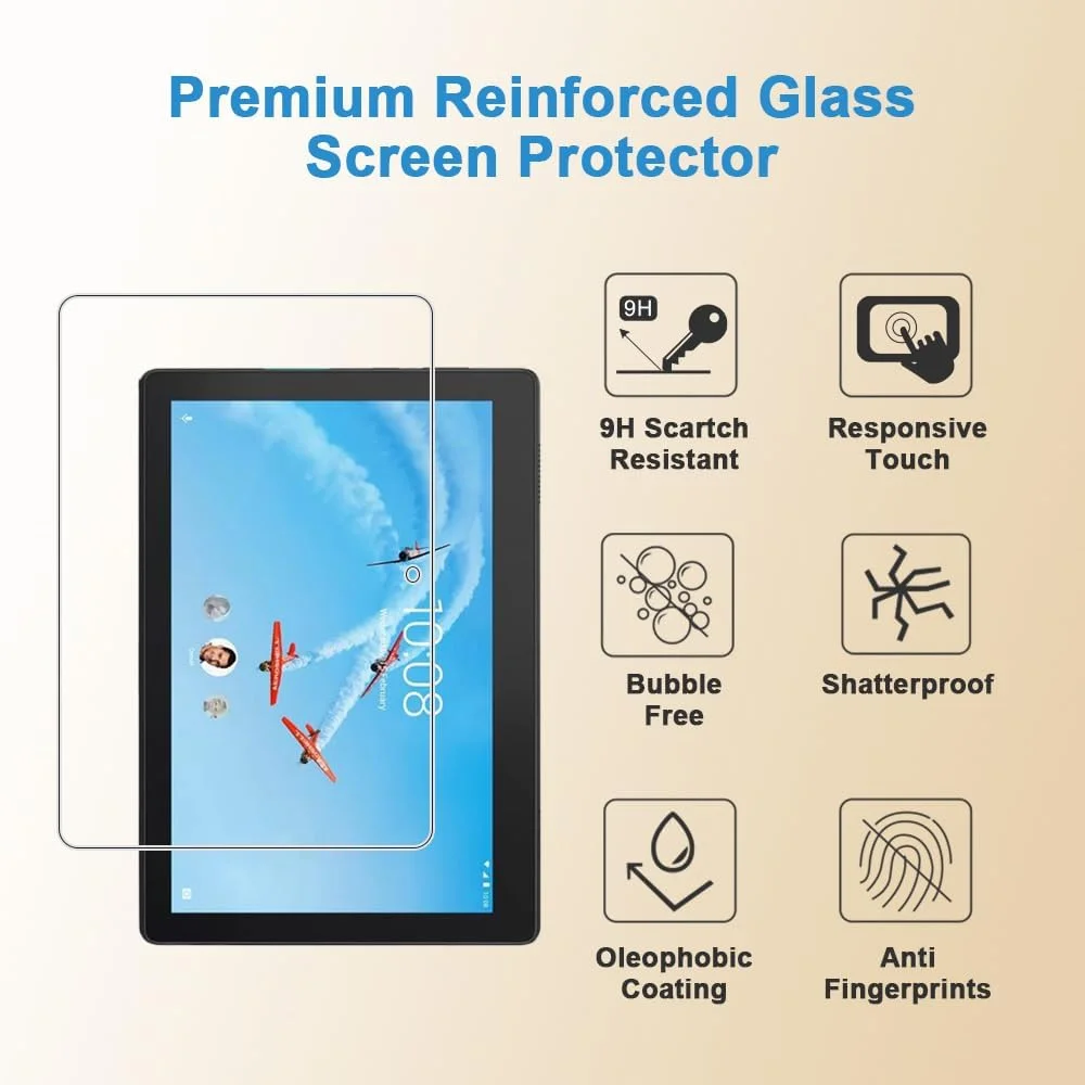 [بسته 2 عددی] محافظ صفحه نمایش شیشه ای حرارت دیده طراحی شده برای تبلت سامسونگ TAB 10.1 E10، فیلم حرارت دیده با کیفیت بالا، سختی 9H، ضد خش، حساس به لمس، محافظت در برابر سقوط