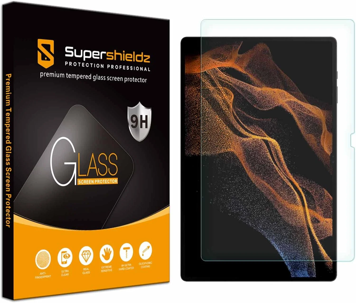 محافظ صفحه نمایش شیشه ای حرارت دیده Supershieldz، طراحی شده برای تبلت سامسونگ گلکسی تب S8 Ultra (14.6 اینچ)، ضد خش و بدون حباب