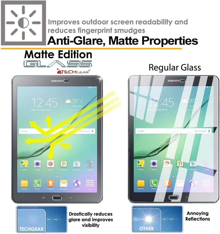 محافظ صفحه نمایش مات TECHGEAR سازگار با Samsung Galaxy Tab S3 9.7 اینچ (سری T820) - نسخه شیشه ای حرارت دیده واقعی محافظ صفحه نمایش مات TECHGEAR سازگار با Samsung Galaxy Tab S3 9.7 اینچ (سری T820) - نسخه شیشه ای حرارت دیده واقعی