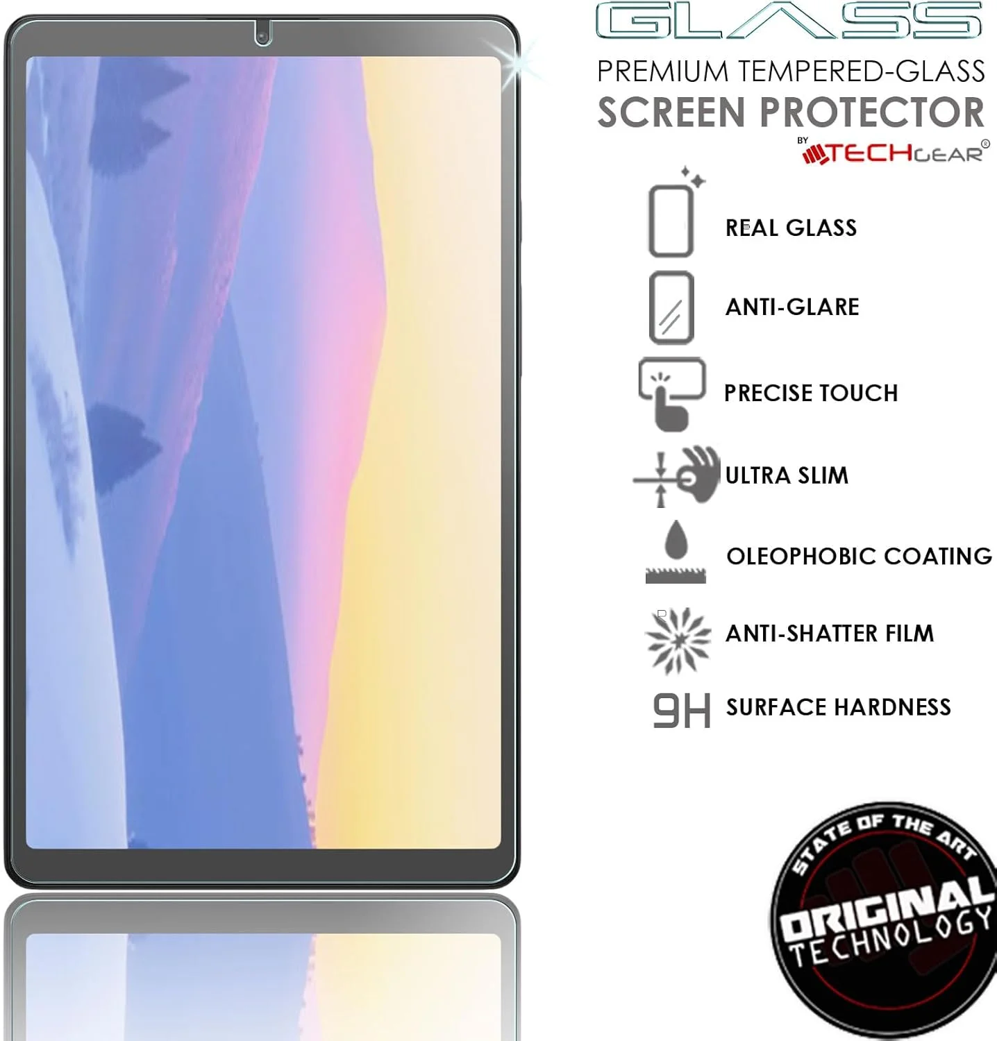 محافظ صفحه نمایش مات شیشه ای حرارت دیده TECHGEAR برای تبلت گلکسی تب A9 8.7 اینچ 2023، سختی 9H، ضد خش، بدون حباب، ساخته شده برای سامسونگ گلکسی تب A9 SM-X110/X115، ضد انعکاس نور