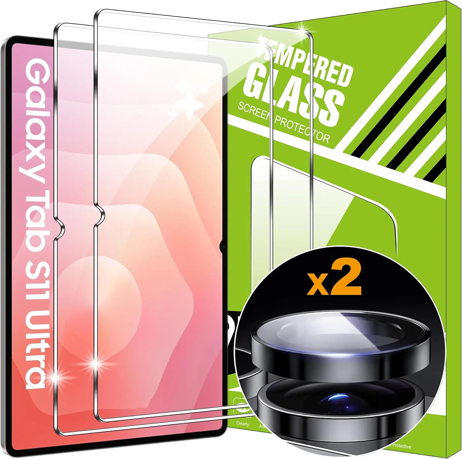 محافظ صفحه نمایش شیشه ای تمپر شده Lemxiee برای Samsung Galaxy Tab S11 Ultra 14.6 اینچ [بسته 2+1] فیلم محافظ لنز دوربین + محافظ صفحه نمایش شیشه ای تمپر شده HD