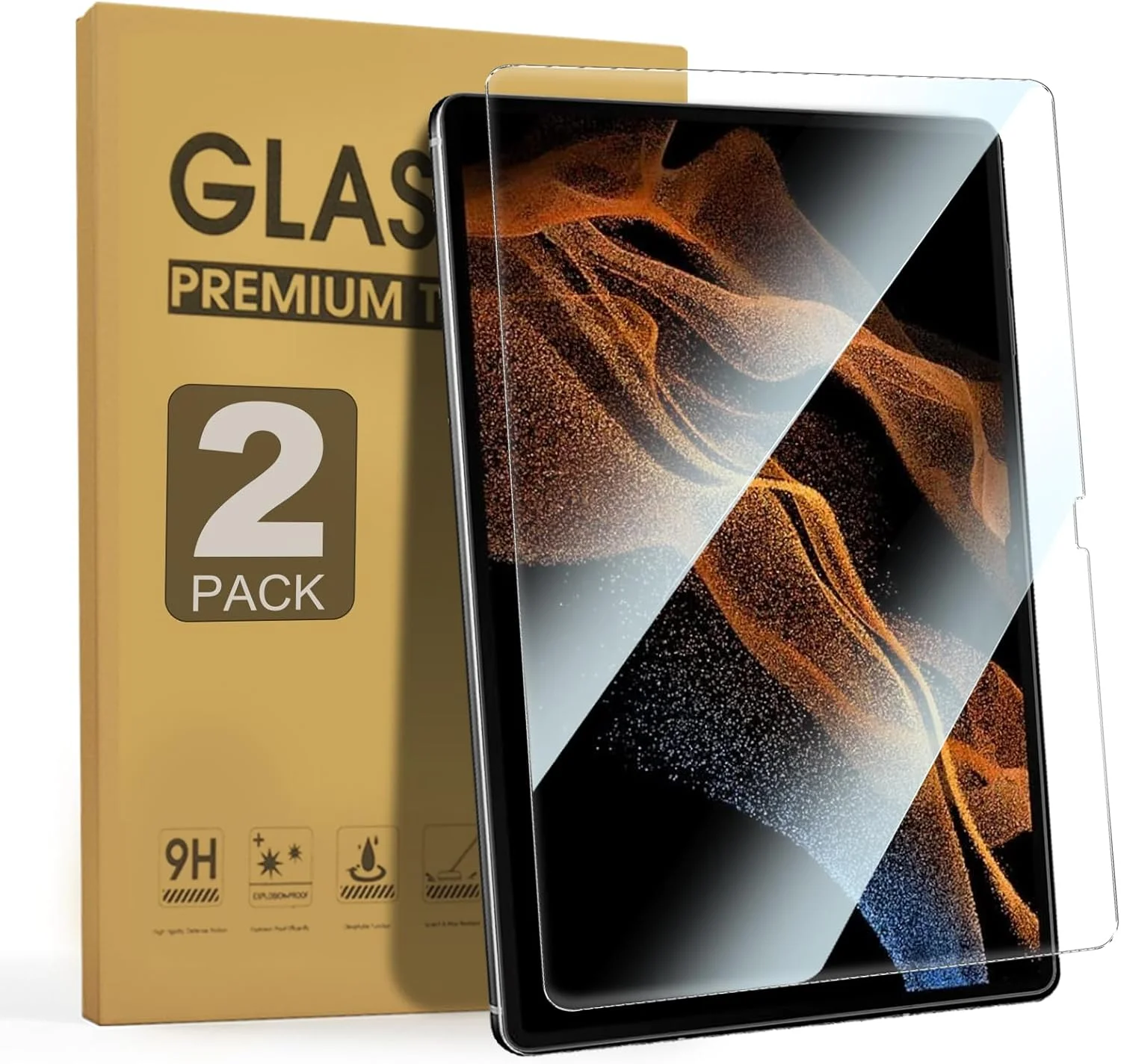 محافظ صفحه نمایش Junfire بسته 2 عددی ضد نور آبی و ضد تابش برای Samsung Galaxy Tab S10 Ultra 2024/S9 Ultra 2023/S8 Ultra 14.6 اینچ، محافظ صفحه نمایش فیلتر نور آبی ساخته شده از شیشه حرارت دیده 9H