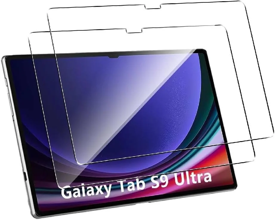 محافظ صفحه نمایش شیشه ای حرارت دیده سامسونگ گلکسی تب S9 Ultra، بسته 2 عددی، بدون حباب، مقاومت 9H در برابر خراش
