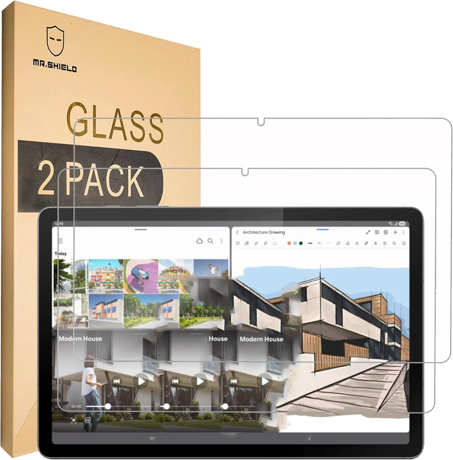 محافظ صفحه نمایش Mr.Shield سازگار با Samsung Galaxy Tab S10 Lite / S10 FE / S9 FE (10.9 اینچ) / Tab S9 (11 اینچ) [شیشه حرارت دیده] [2 عددی] [شیشه ژاپنی با سختی 9H]