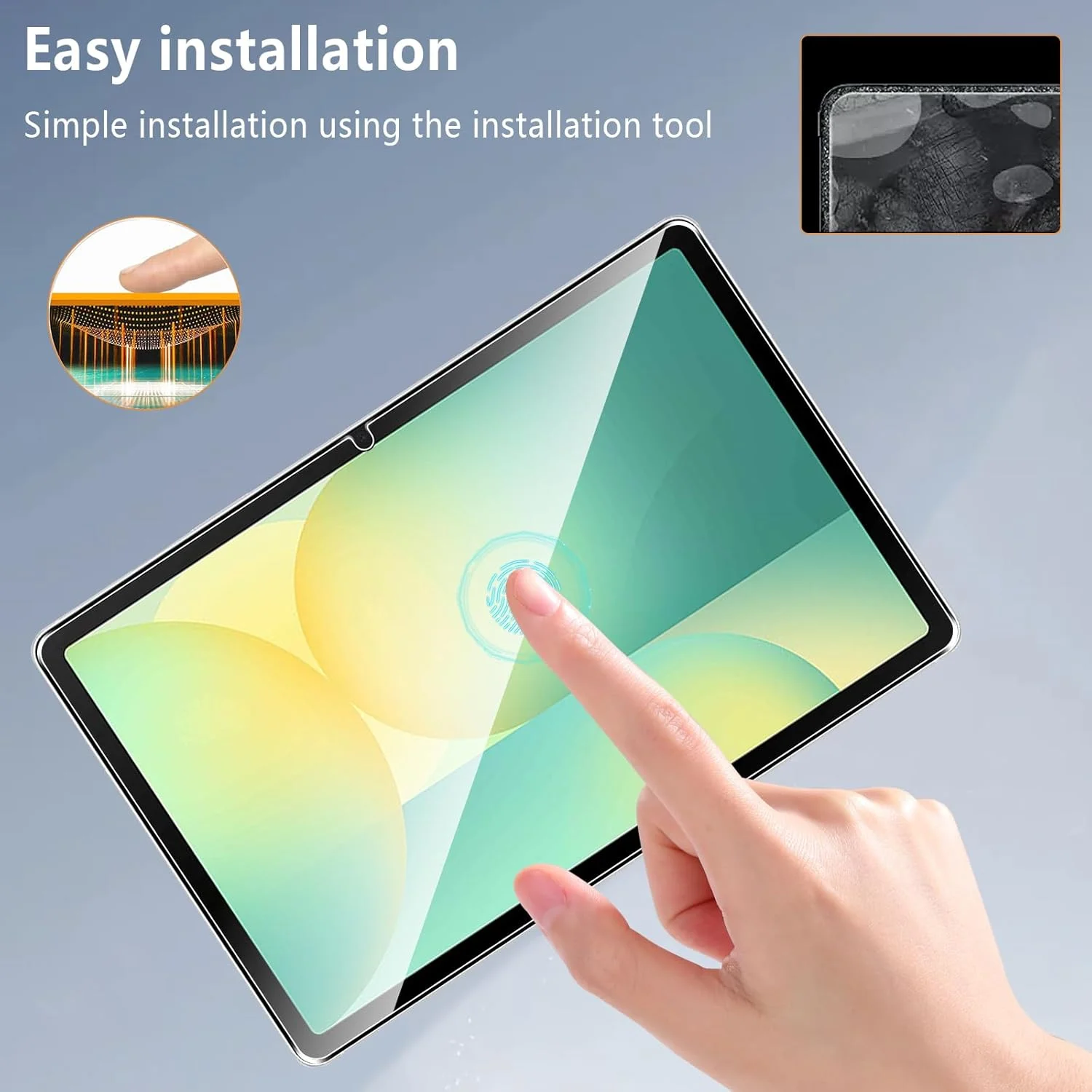 محافظ صفحه نمایش 2+2 عددی AUUYYA برای تبلت سامسونگ گلکسی تب S10 FE 2025/S9 FE/S9/S8/S7 11 اینچی، محافظ صفحه نمایش شیشه ای حرارت دیده با محافظ دوربین شیشه ای، سختی 9H، وضوح HD