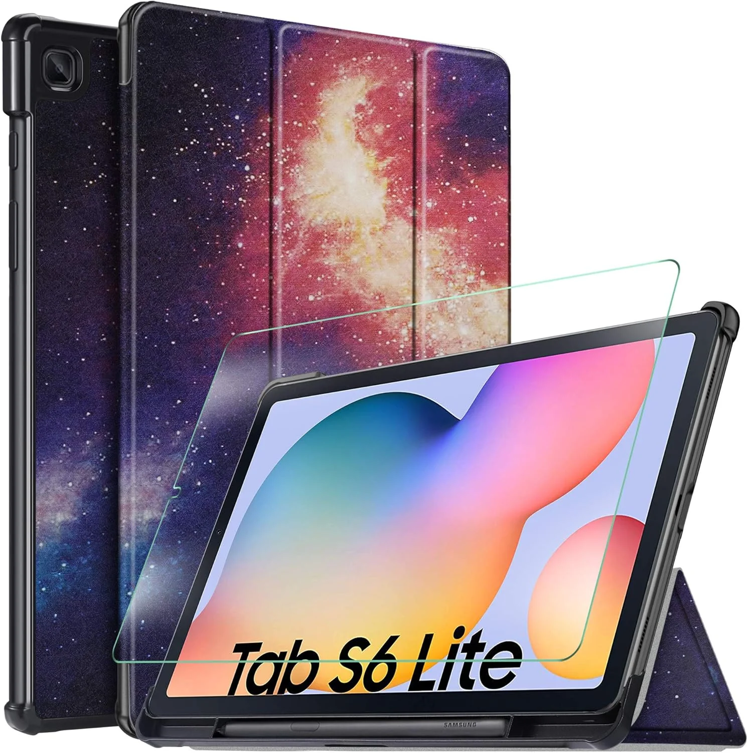 کاور محافظ صفحه نمایش دار Eltd برای تبلت سامسونگ گلکسی تب S6 Lite، کاور محافظ باریک و سبک تاشو پریمیوم به همراه محافظ صفحه نمایش برای سامسونگ گلکسی تب S6 Lite 10.4 اینچ (Ch-23)