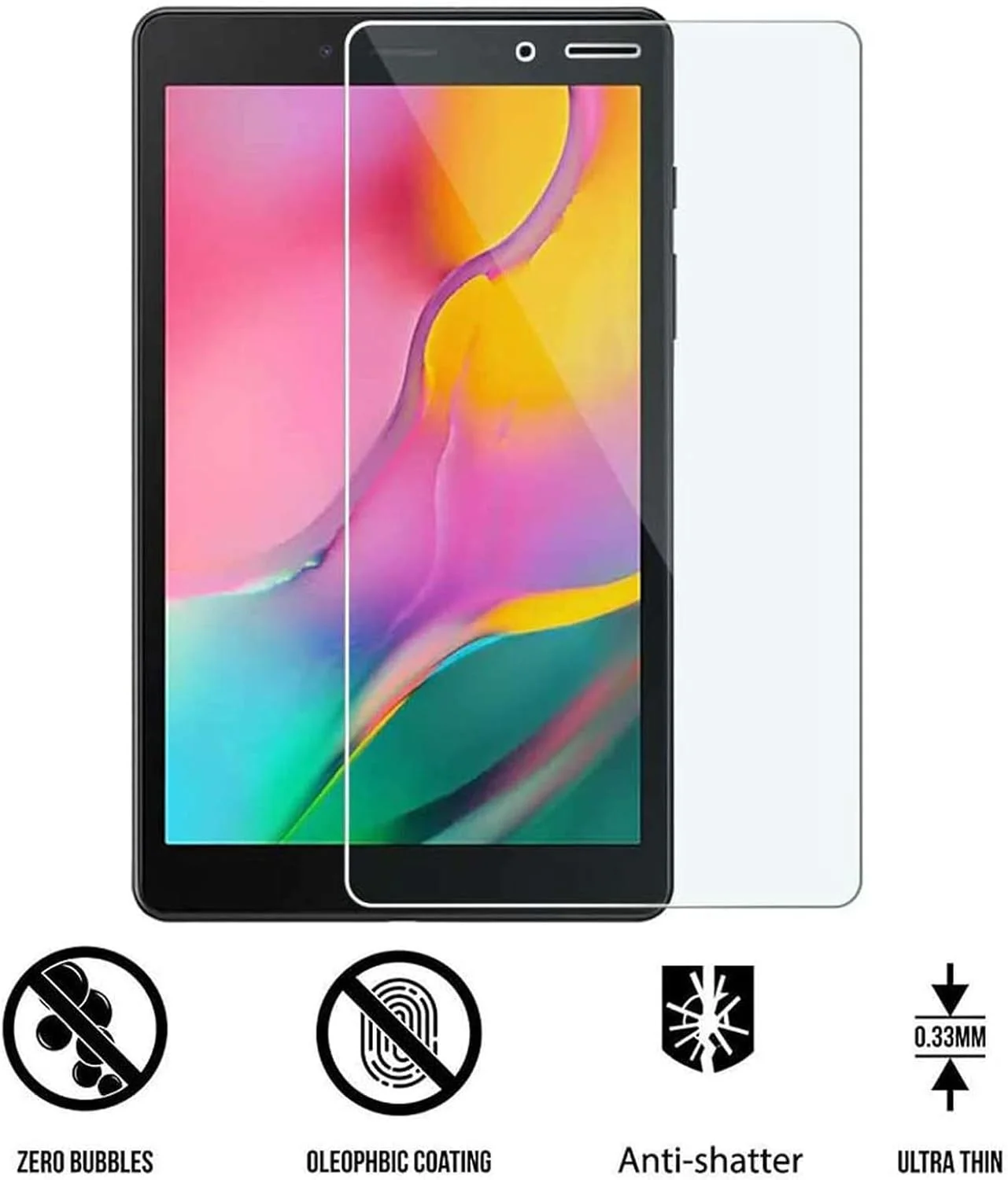 محافظ صفحه نمایش شیشه ای حرارت دیده PROTech (بسته 2 عددی) برای تبلت سامسونگ گلکسی تب A 8.0 2019 مدل SM-T290/T295 [سختی 9H] [فوق العاده شفاف] [ضد خش] [بدون حباب]